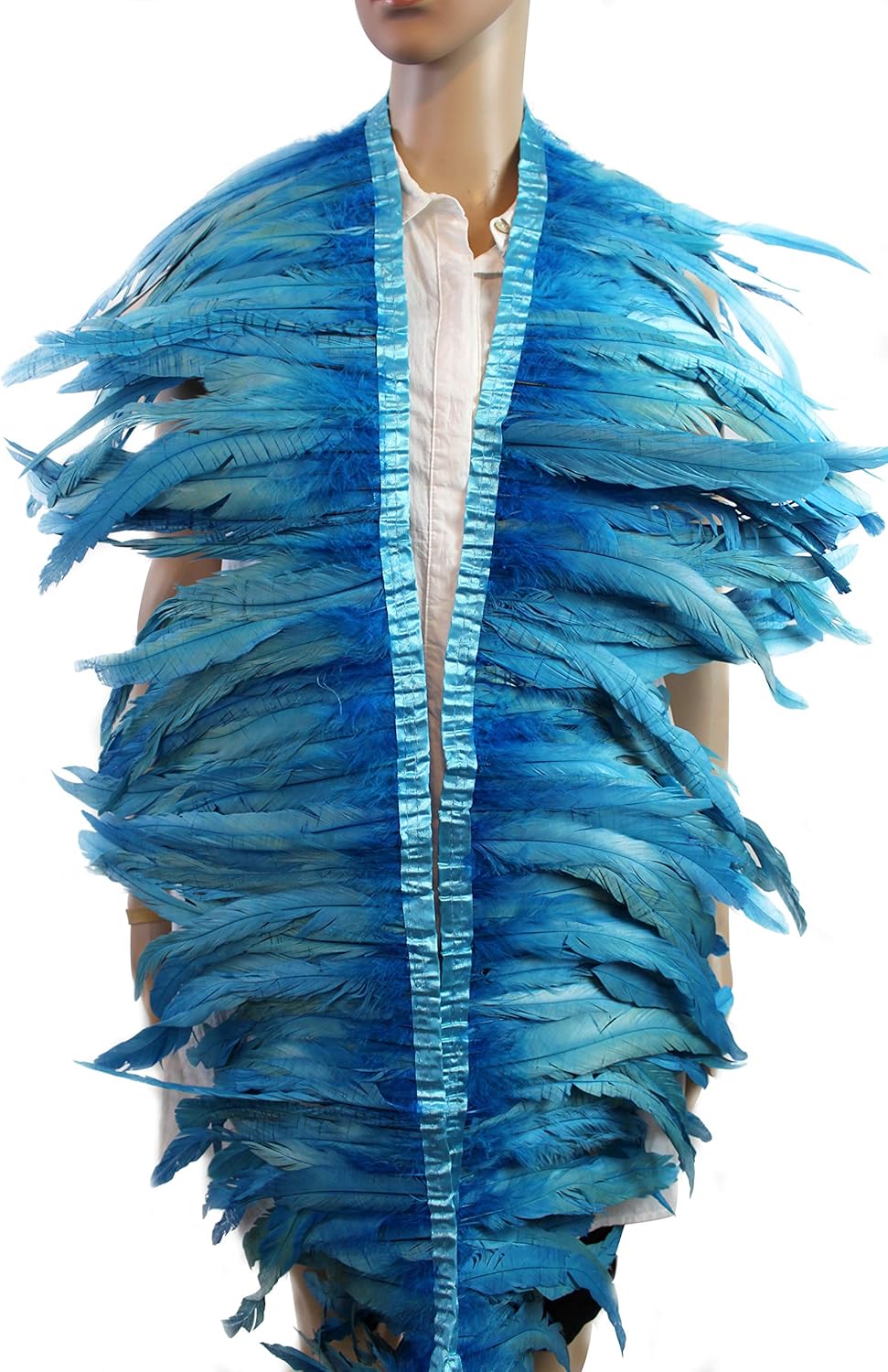 9 Color 2 Yard Long,10-12 inch Height Rooster Coque Feather Fringe Trim, for Skirt Dress Costume Roster Feather Trim (Turquoise Color)