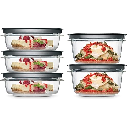 Rubbermaid Meal Prep Premier Food Storage Container, Grey, 10 Piece Set