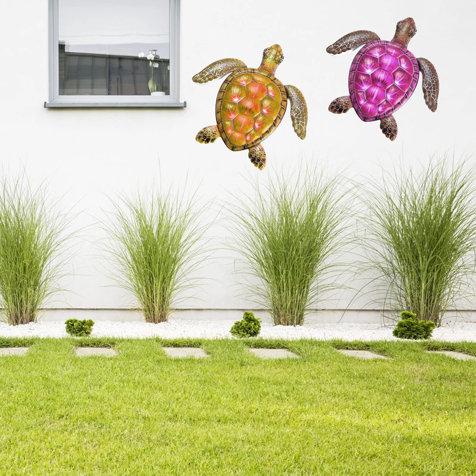 FUTUREORYY Metall Schildkröten Wanddekoration - Bunte Deko Für Garten & Wohnzimmer