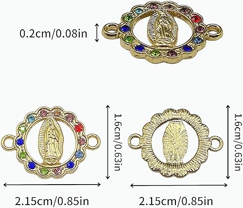 Miniatura 2 de Upnedo Dijes de la Virgen María para hacer joyas esmalte de mezcla de colores diamantes de imitación de medalla milagrosa conectores de aleación