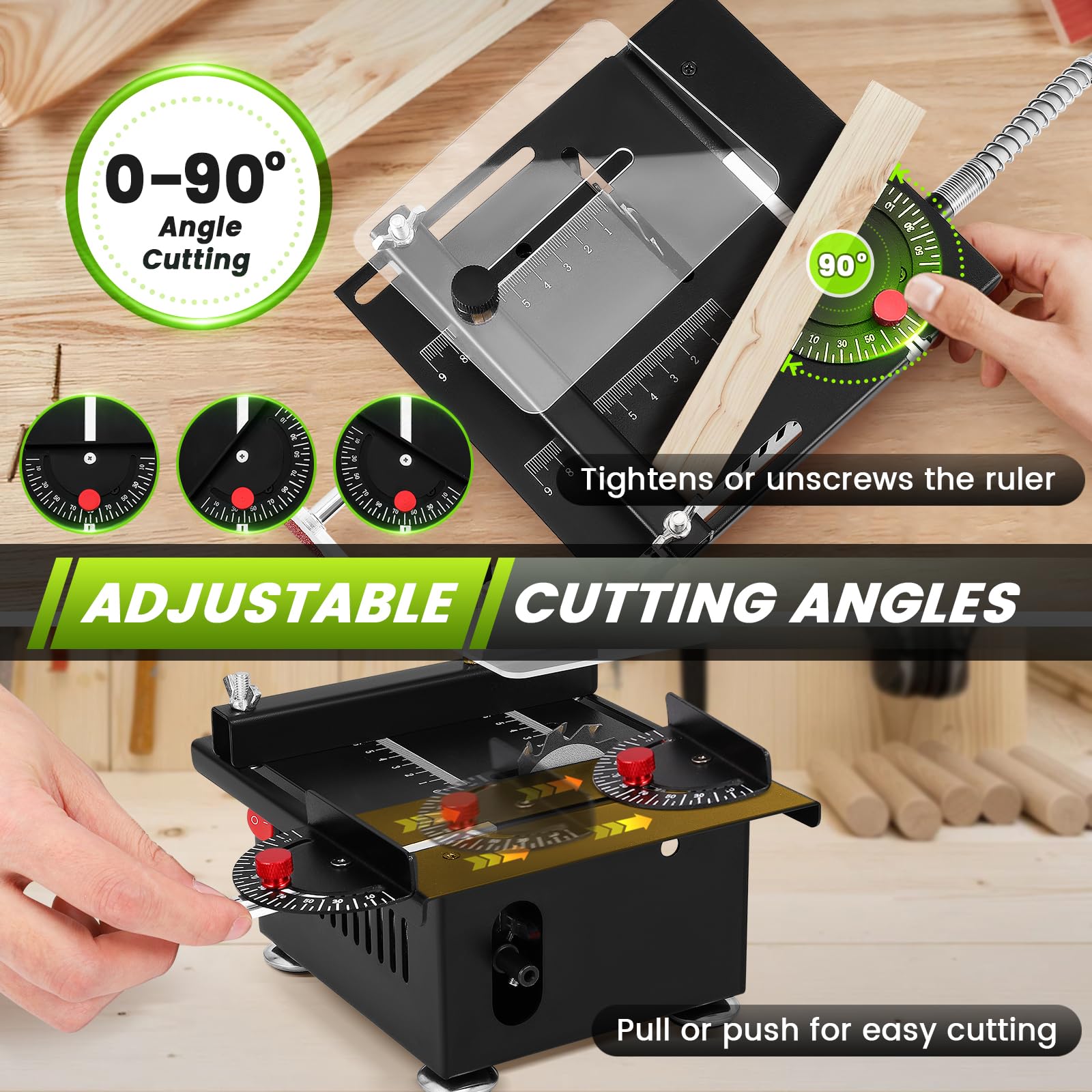 Mini sega circolare da tavolo 100W 0.1mm-16mm Multifunzione piccola macchina da taglio Lavorazione del legno acrilico modello di precisione