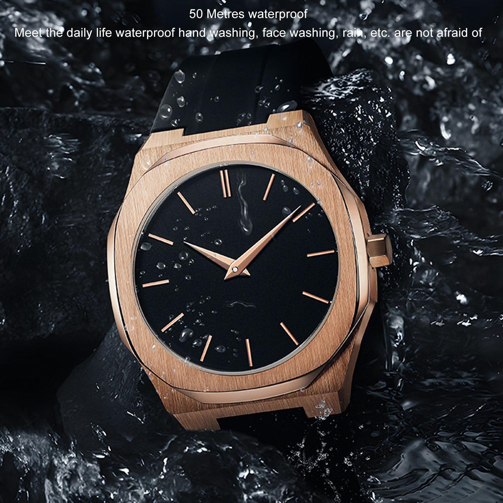 Pwshymi Reloj de Cuarzo, Diseño Delgado Resistente Al Agua de Acero