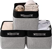 Vista 13 de DECOMOMO Cestas de almacenamiento para estantes, contenedores de almacenamiento de tela, organizadores de armario de lino y almacenamiento