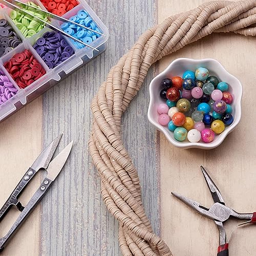 Miniatura 3 de DanLingJewelry Aproximadamente 3700 cuentas espaciadoras de polímero Heishi planas redondas sueltas hechas a mano para fabricación de joyas,