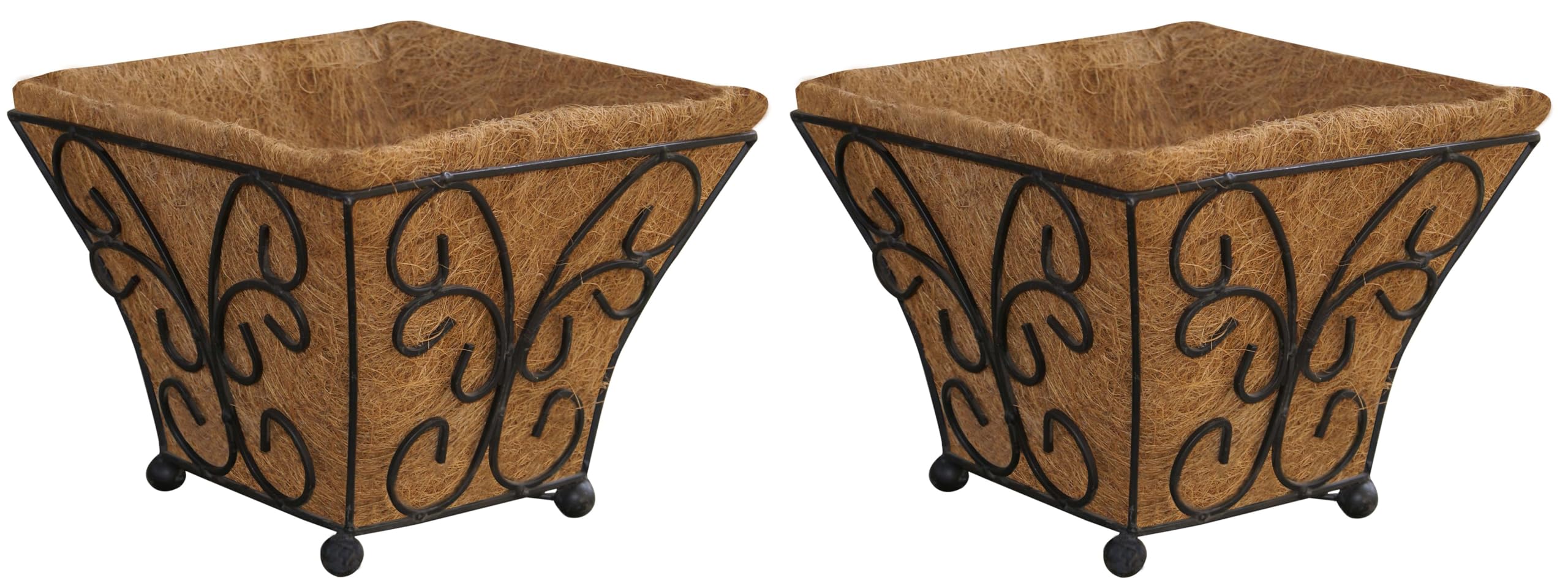 GARDEN DECO 10 inch Metal Floor Planter with Coco Coir Liner for Indoor and Outdoor Gardening (Black, Set of 2pcs)… (B0CJ31NFBL) Amazon Price History, Amazon Price Tracker