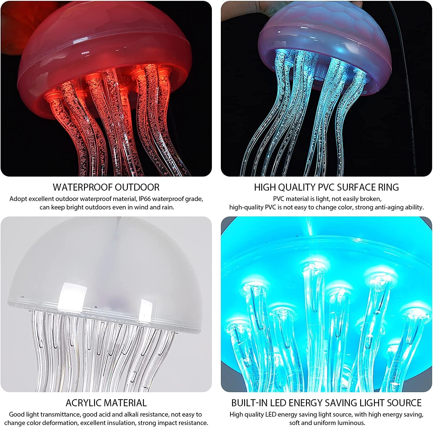 Plafonnier, Méduse Allume, Automatique 7 Couleurs Changeantes Veilleuse Étanche Lustre Veilleuse Parfait pour Restaurant, Cuisine, Salon, Chambre Et Bar, Club (Tête Unique) 3Pcs