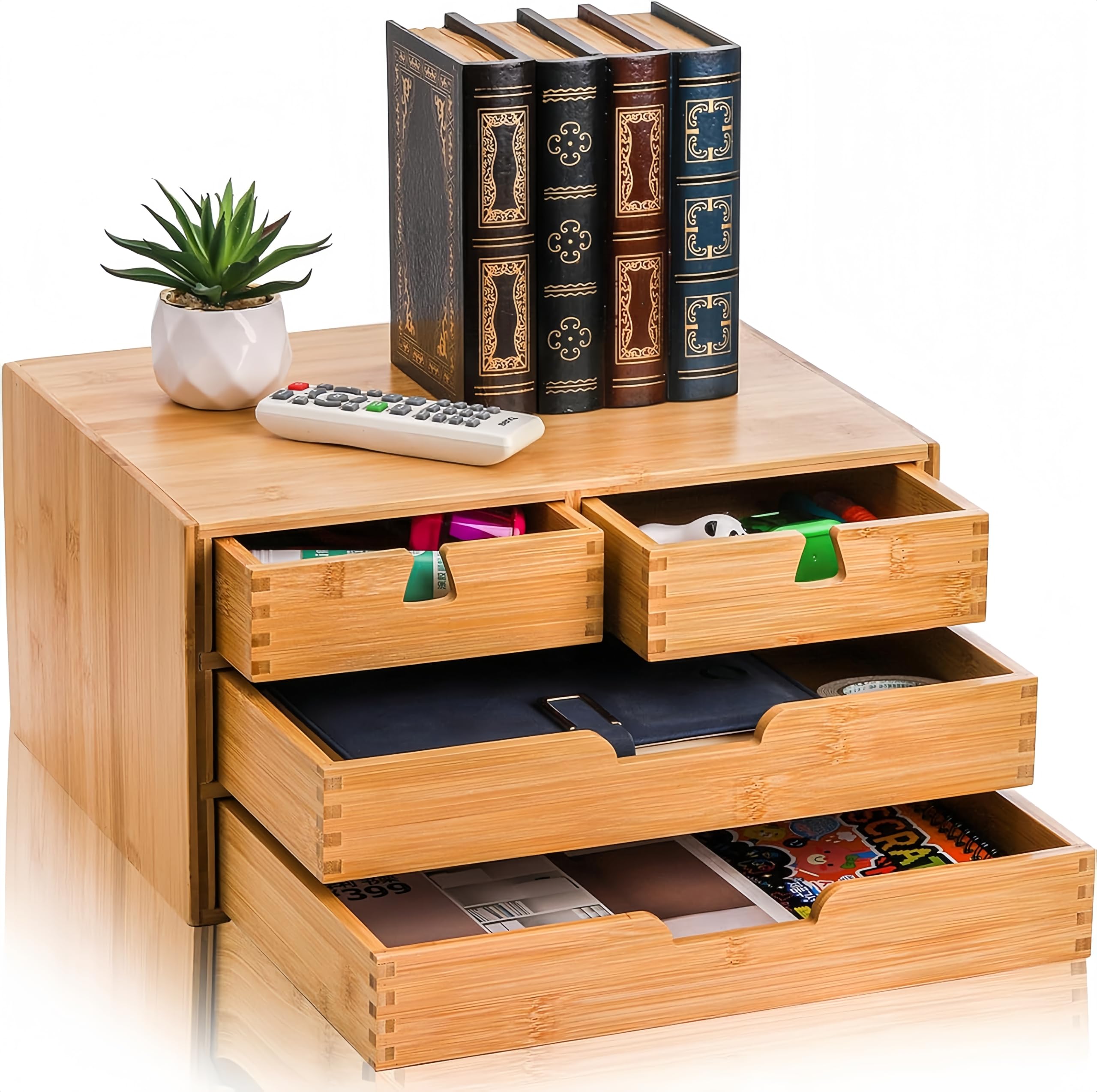 Photo 1 of DEAYOU Bamboo Desk Organizer - 4 Drawers