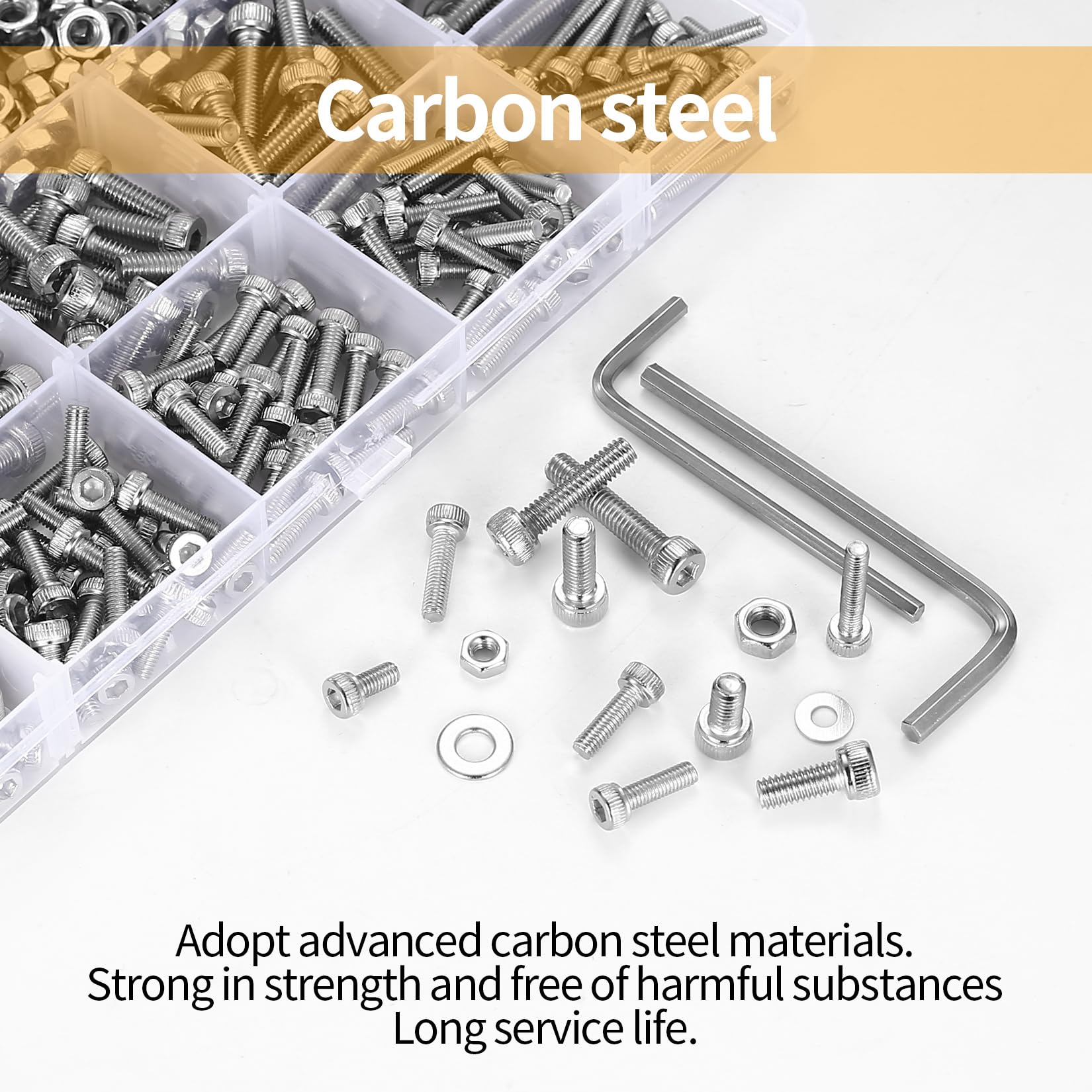 633 Pcs M3 M4 Nuts and Bolts Set, Hex Socket Head Cap Screws Bolt and Nut, Assorted bolts and nuts and Washers Assortment - Image 4