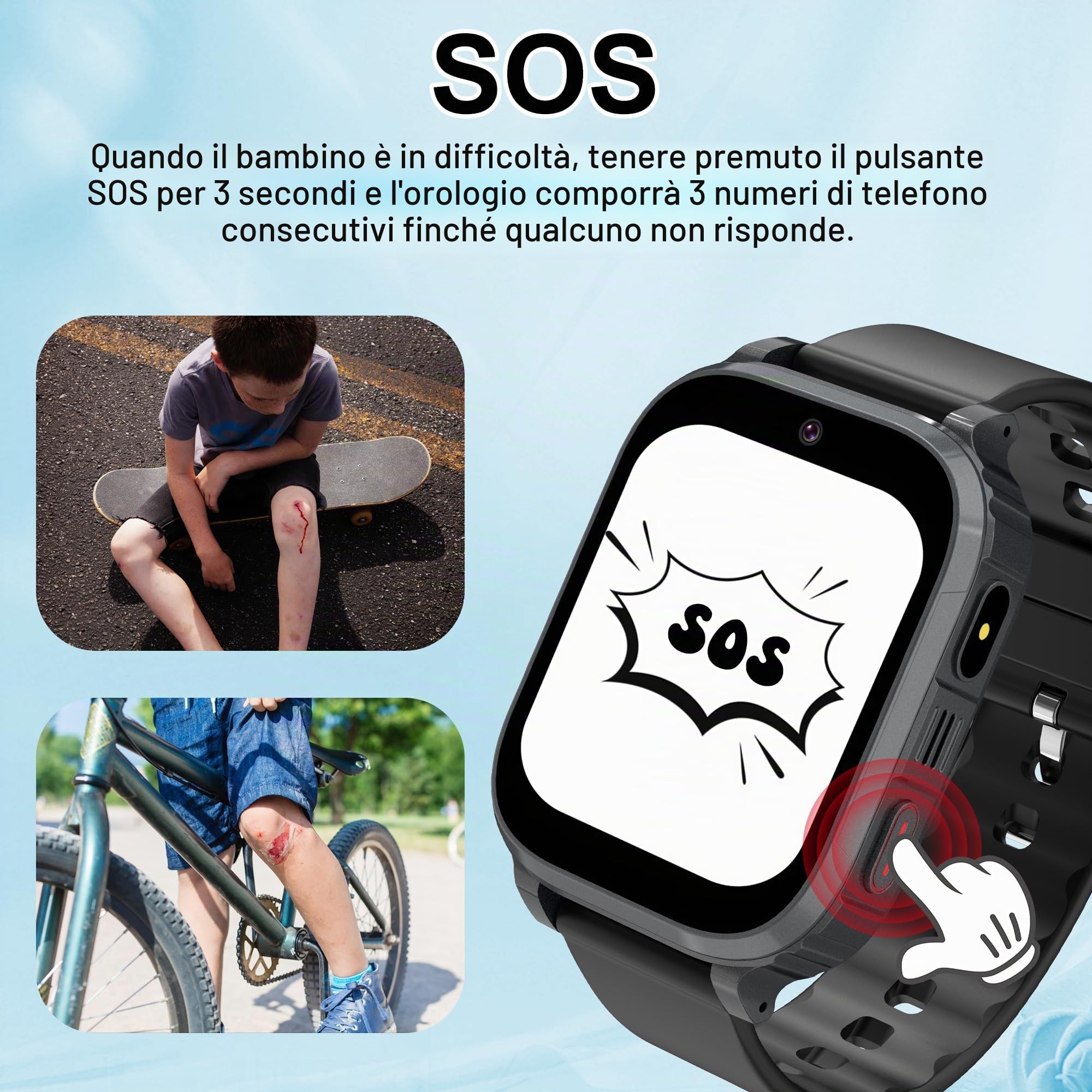 4G Smartwatch Bambini con GPS Telefono Videotelefono Chiamate SOS | Orologio Smartwatch Bambini GPS per Ragazzo e Ragazza, IP68 Impermeabile Orologio Bambino Videotelefono Cellulare Chat Regalo