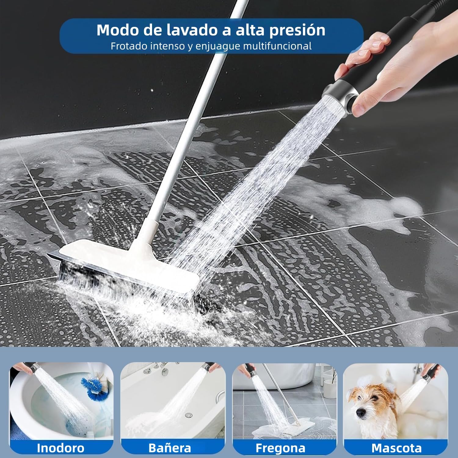 Alcachofa de Ducha con Filtro Antical,1.5M Manguera y Soporte,Cabezal de Ducha Mano con 4 Modos,Cabezal de ducha con filtro y OFF/ON Switch, Adecuado para limpiar mascotas y baños,Negro Profundo