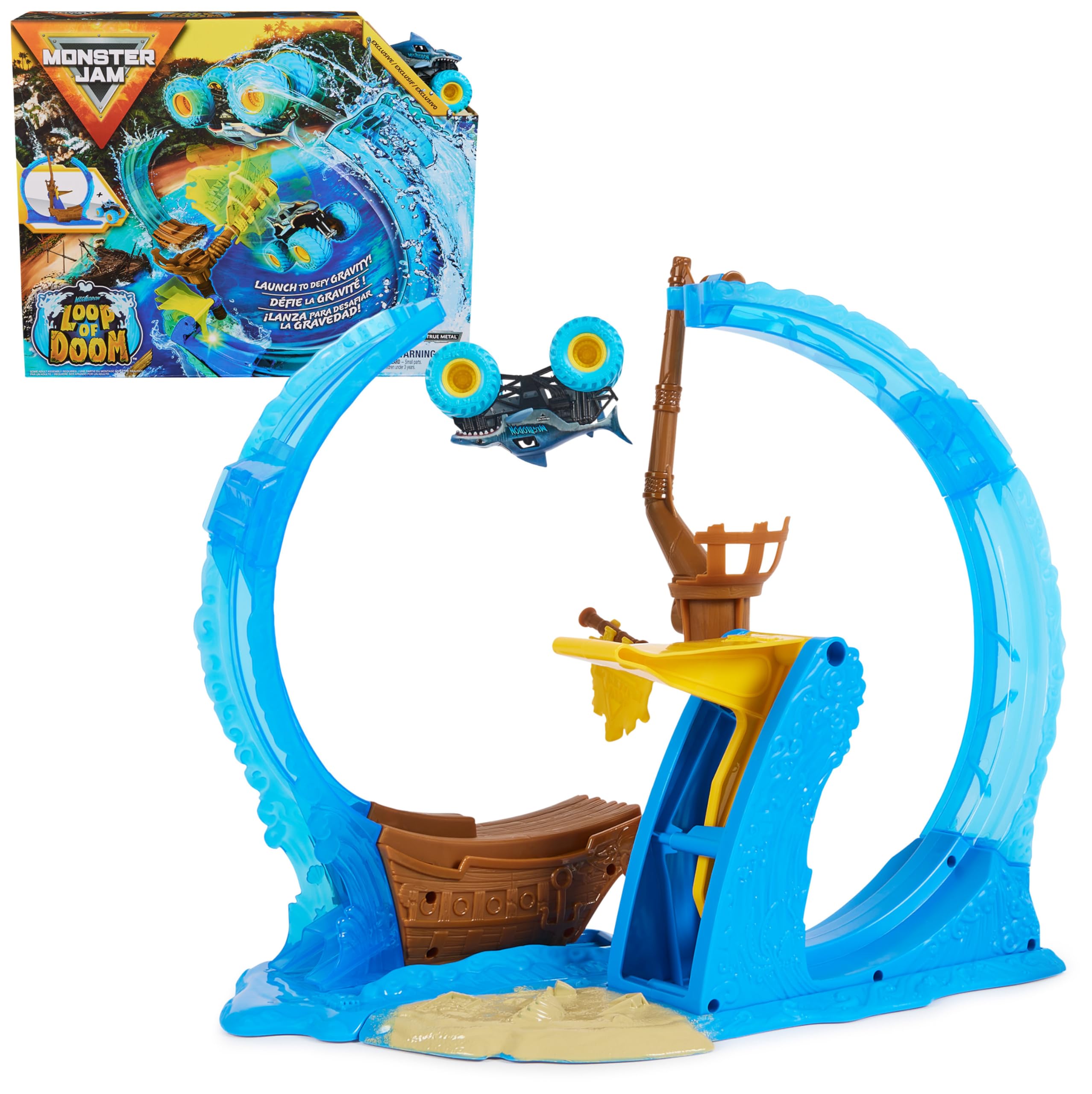 値下げ！新品未開封 モンスタージャム LOOP OF DOOM プレイセット Monster Jam, Megalodon Loop of Doom Stunt Playset with Exclusive 1