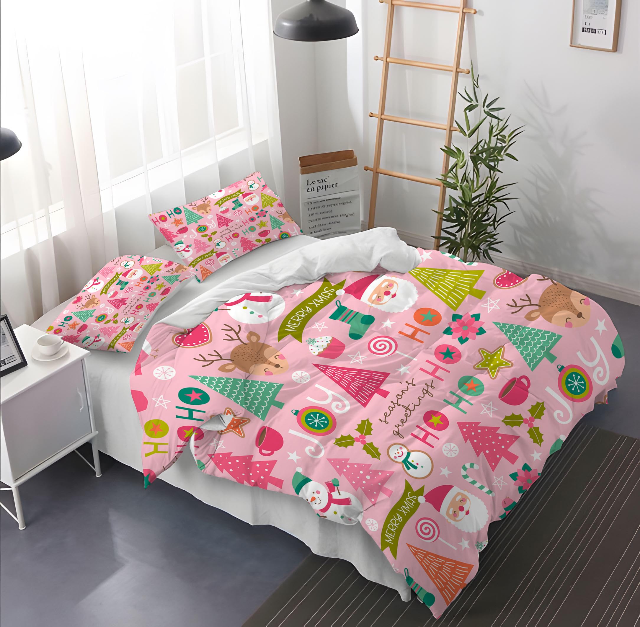 Yzehomijia Soft Christmas Duvet Cover Sets 200×200cm (Santa Claus/Snowflakes), Gift for Children/Teenagers - Image 3