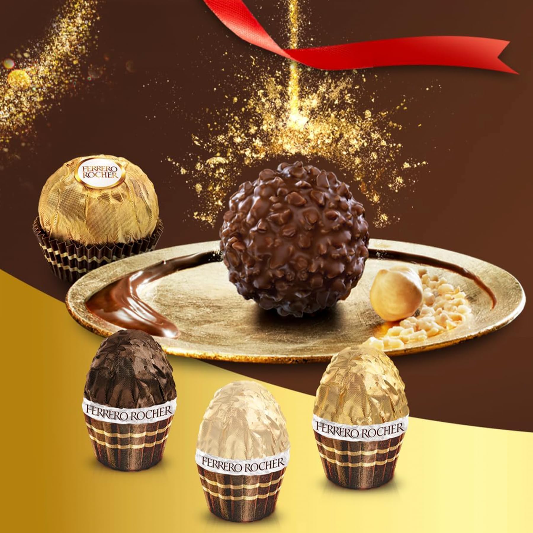 Calendario de Adviento FERRERO ROCHER 2025 Golden Moments Gran Familia + Tarjeta Personalizable Cia&Co · 24 Bombones Gourmet · Ferrero Rocher, Golden Moments Blanco, Original y Dark · 258 g