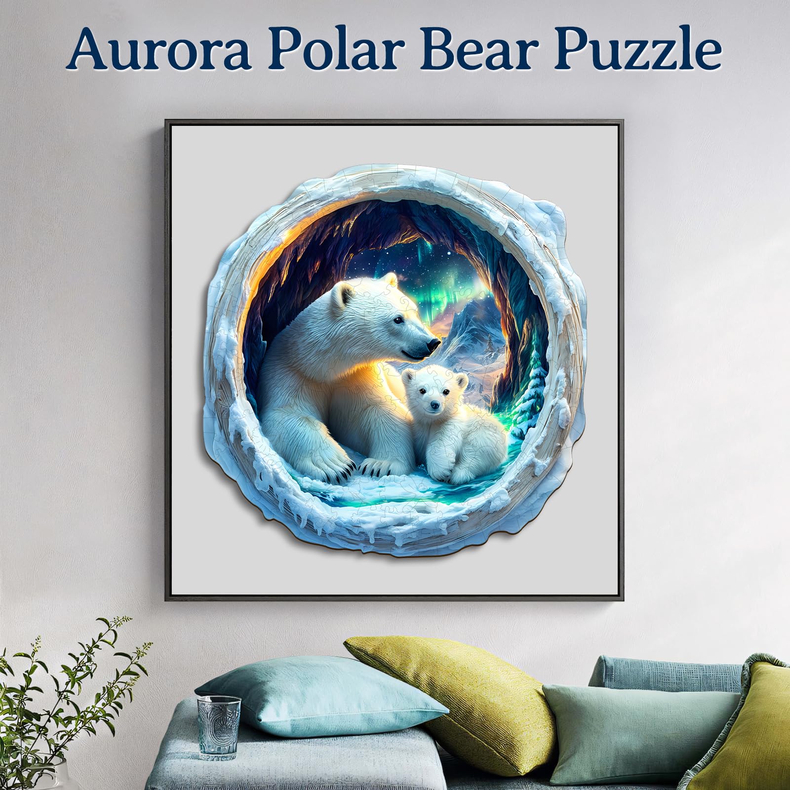 KAAYEE KAAYEE Wooden Puzzles for Adults, Wooden Jigsaw Puzzles 200 Pcs Unique Shaped Wood Puzzles Advanced Polar Bear Animal Puzzle Lover Gifts for Adults Family Game 14+ (11.4 * 11.1in) in use