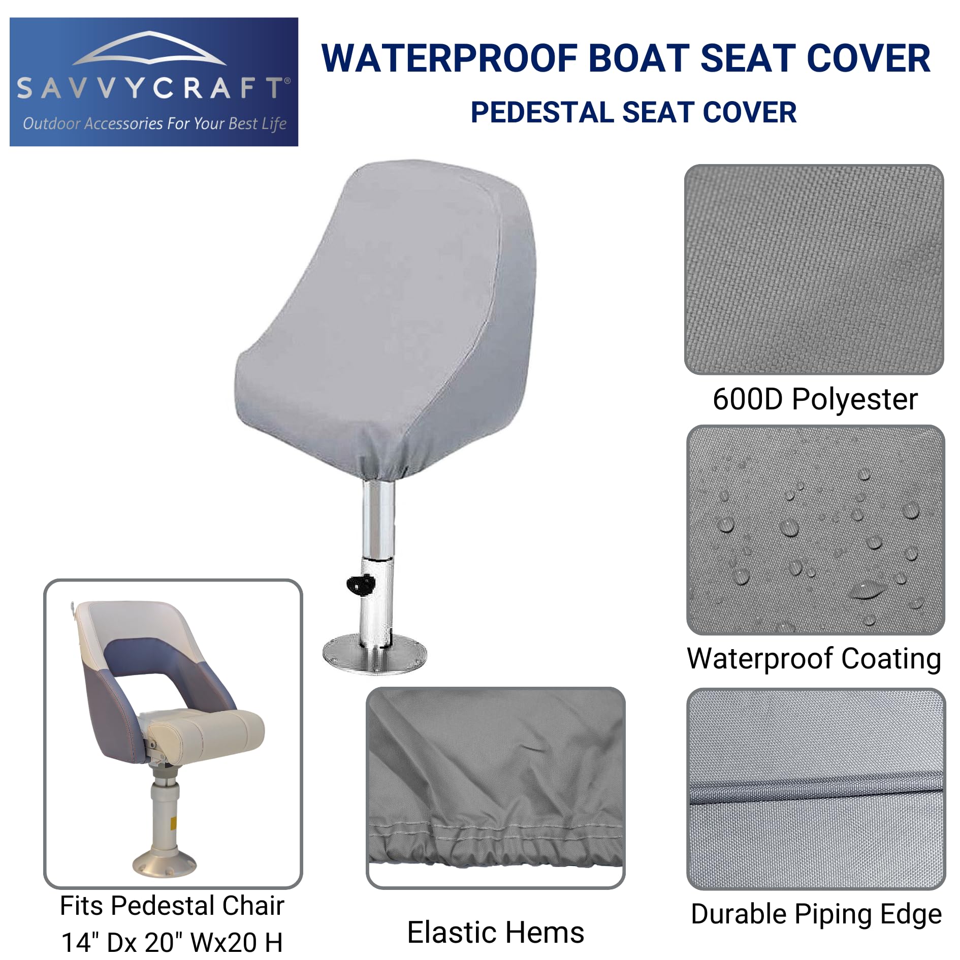 Savvycraft Waterproof Boat Seat Cover for Boat Pedestal Skipper Chair 14