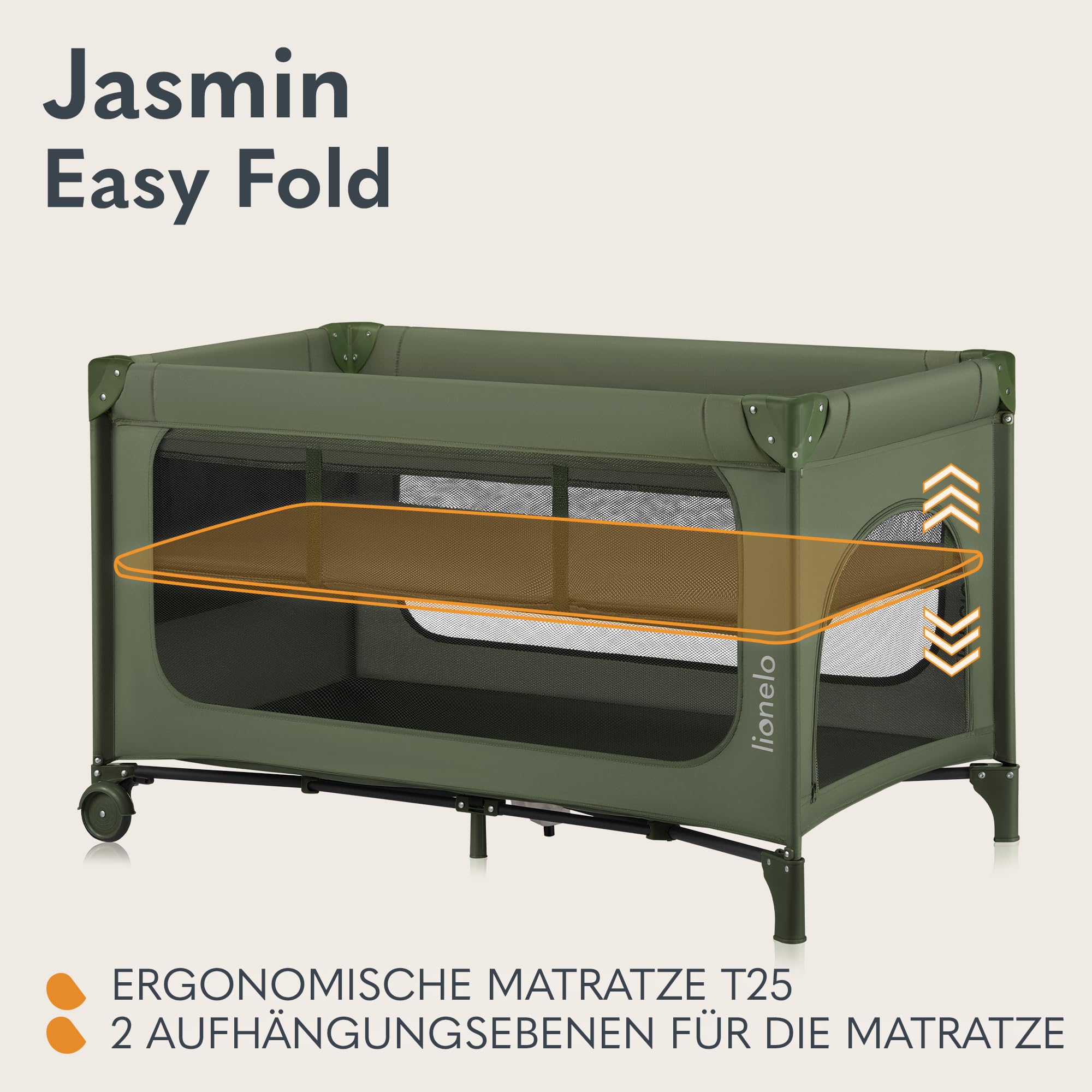 Lionelo Jasmin Easy Fold Reisebett für Kinder bis zu 15 kg