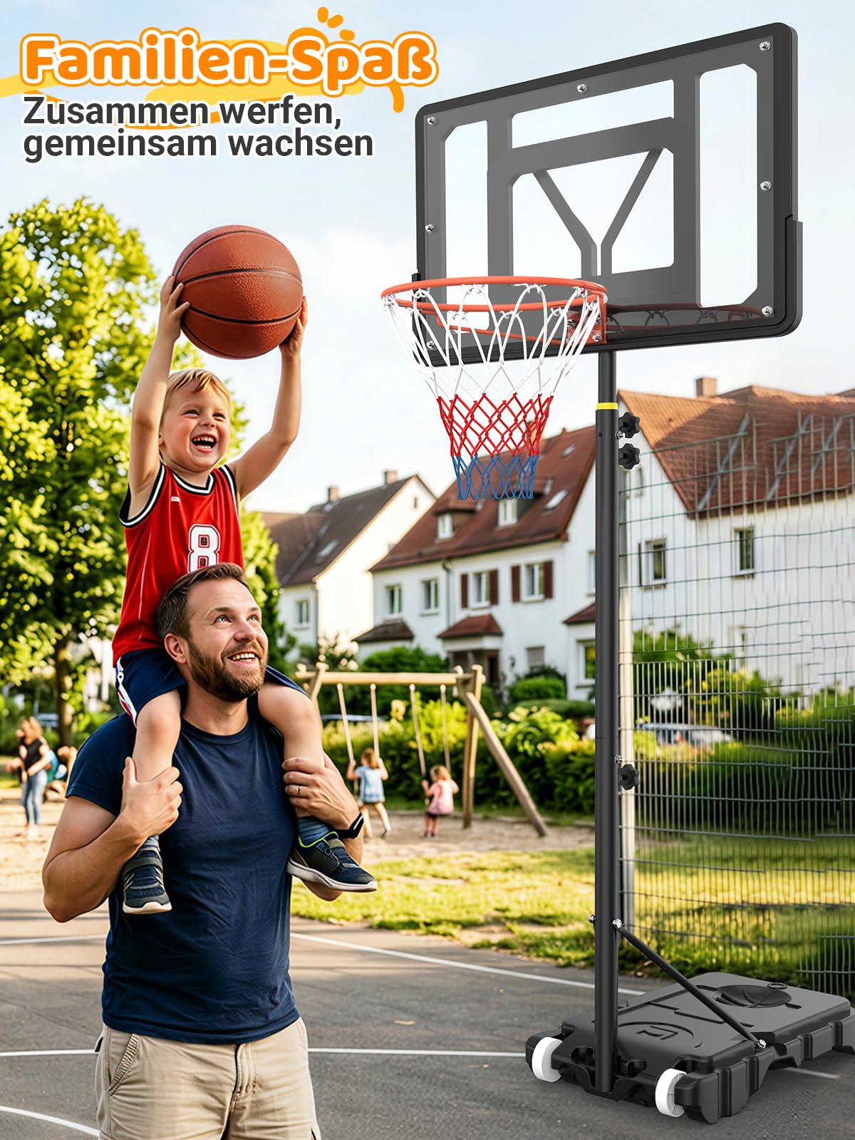Basketballkorb Outdoor für Kinder: 155-210 cm Höhenverstellbar für Kinder 4-14 Jahre - Inkl. 2X Netze, Basketball & Pumpe - Basketballkörbe mit Ständer für Indoor Outdoor Garten Hof Garage