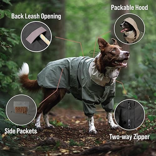 Miniatura 4 de Midnight Forest - Chaqueta impermeable para perro, ligera y ajustable, impermeable para perros medianos  Chaqueta impermeable para perros medianos