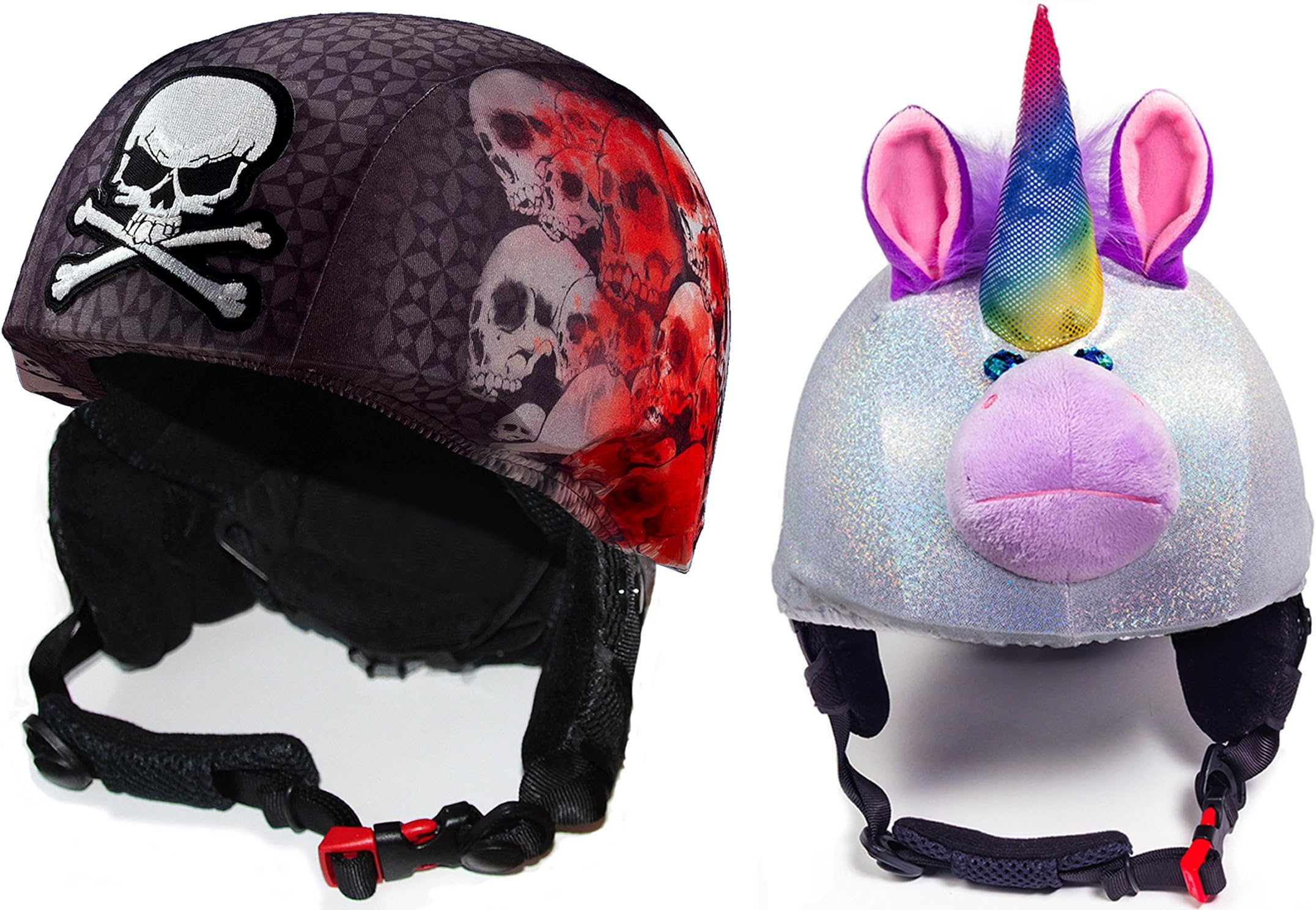CrazeeHeads Fun Helmet Cover Bundle Screaming Skulls and Sparky The Unicorn