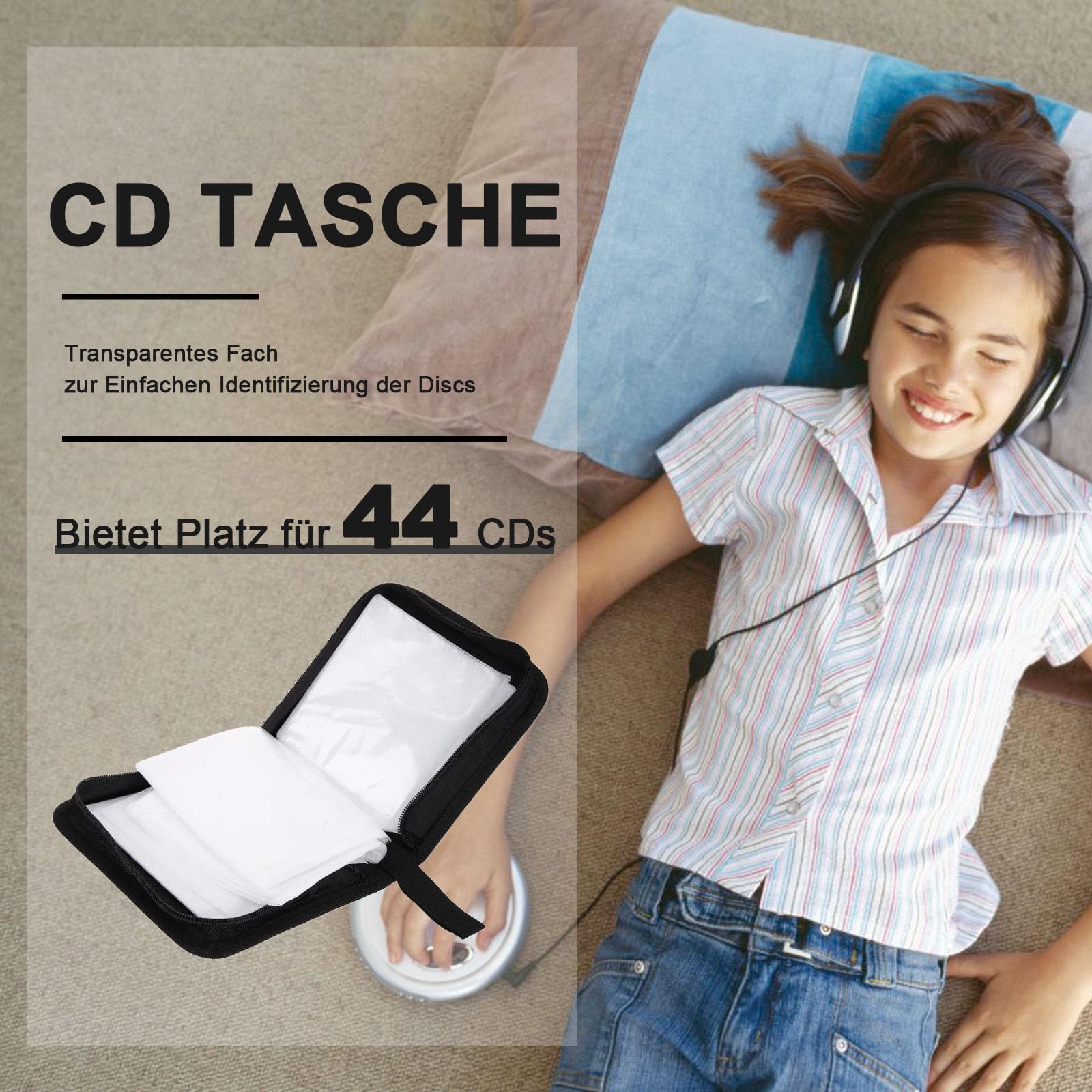 Cd Case, Cd Dvd Discs Custodia per 40 Dischi, Cd Custodia per Auto E Casa, Nero