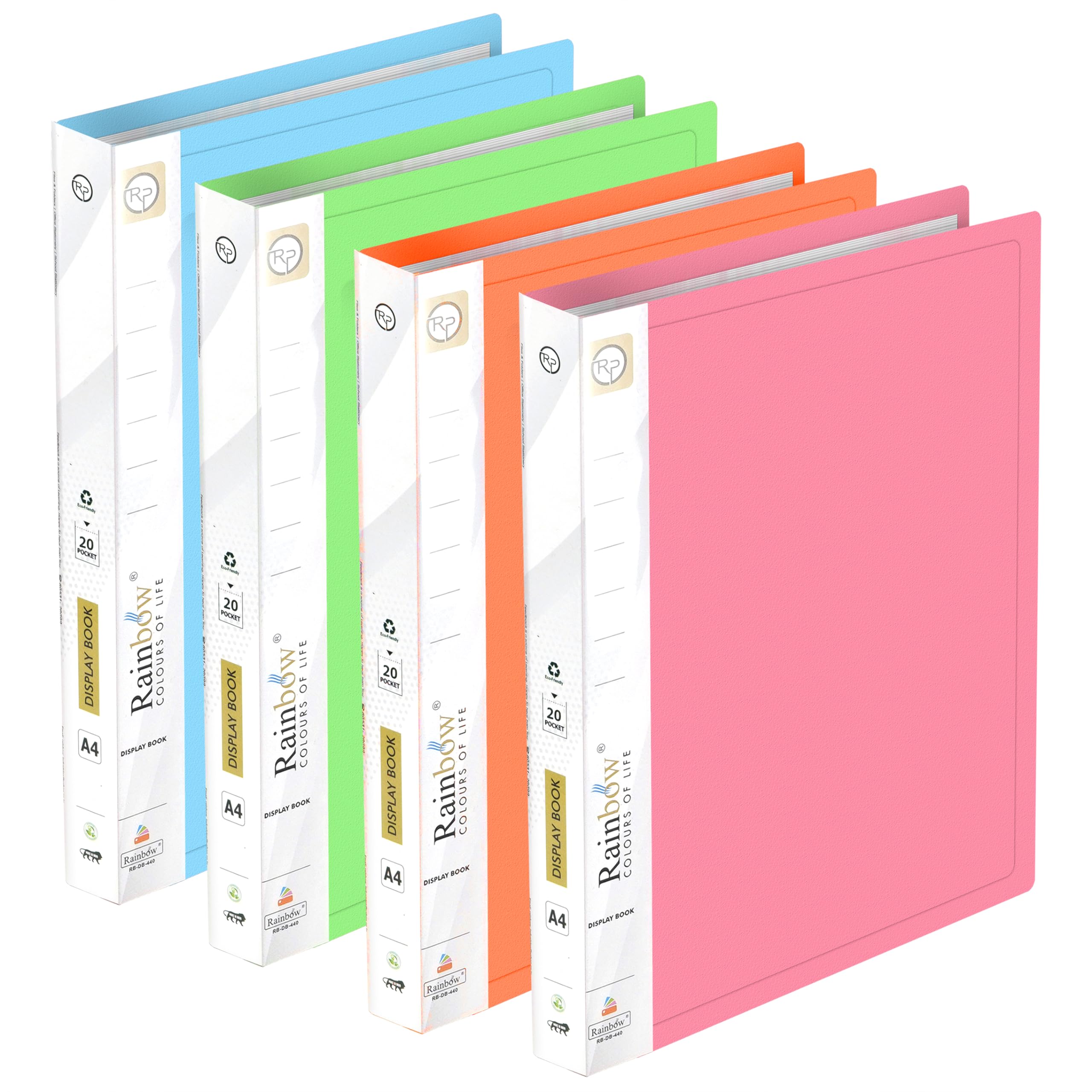 Shuban 20 Pocket Set of 4 A4 Size Presentation Display Book Folder File Binders with Plastic Clear Sleeves Document Organizer for Music Sheets Artwork Drawing for School Office