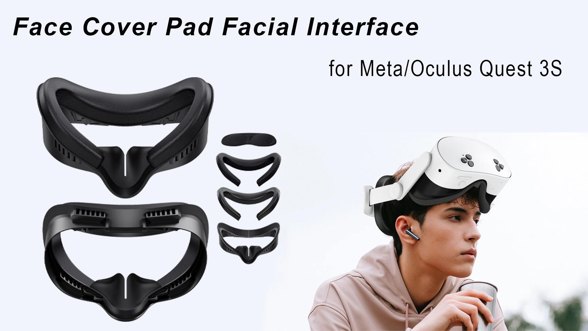 BeisDirect Silicone VR Face Cover Compatible With Meta Quest 3 VR Headset Anti Light Leakage Sweatproof Waterproof Replacement Face Cover VR Accessories For Meta Quest 3