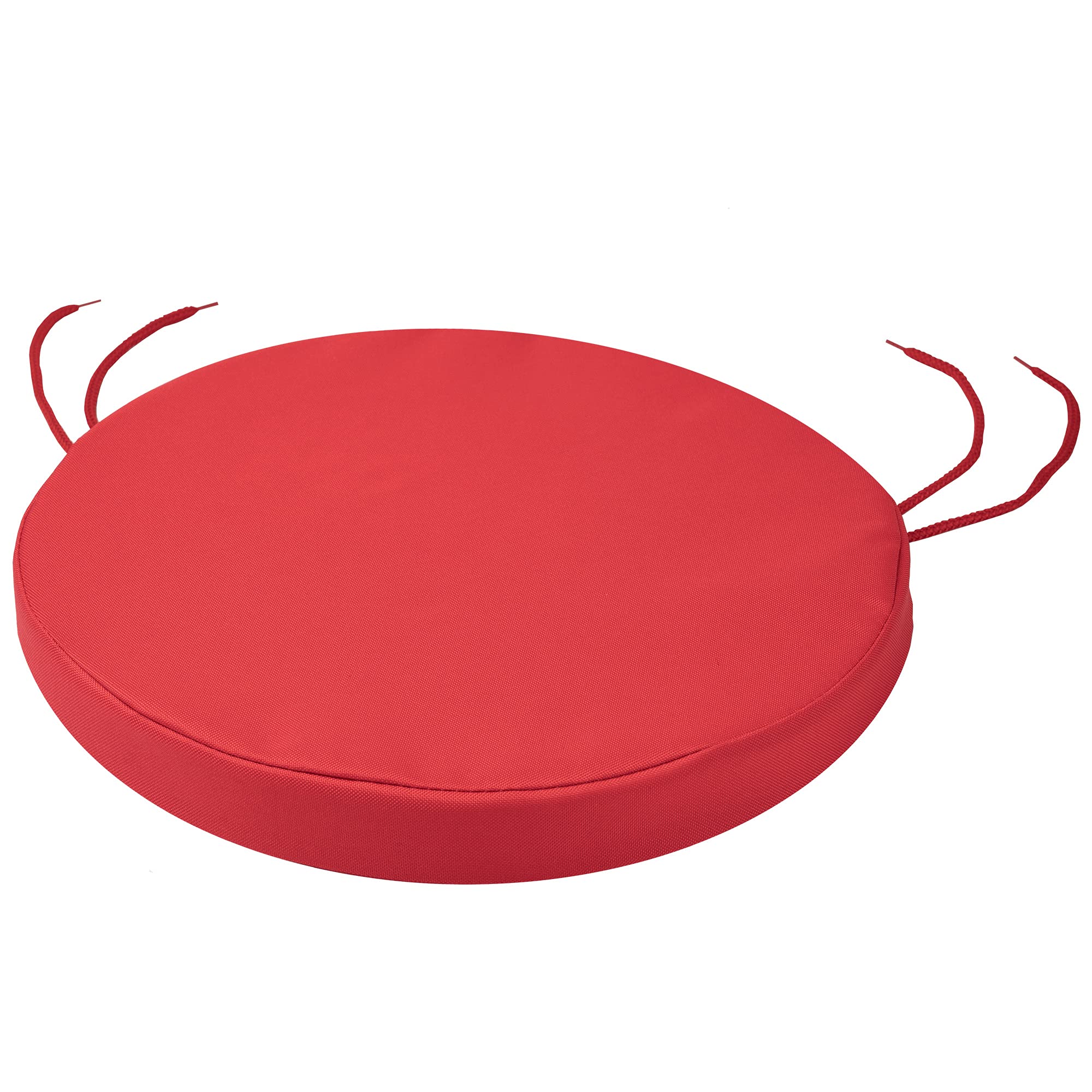 Softillo Red Round Bistro Circular Chair Cushion With Seat Ties – 40Cm, Indoor And Outdoor Furniture Seating, Water-Resistant Polyester, Patio, Kitchen Dining, Lawn & Garden
