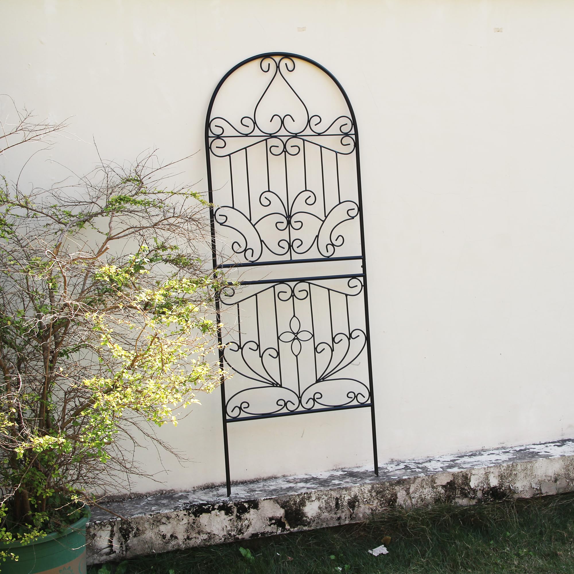 GARDEN 1 x kratka ogrodowa do pnączy i roślin pnących na świeżym powietrzu, 150 cm x 56 cm x 1,3 cm, czarna kratka ogrodowa do pnących roślin pnących na świeżym powietrzu, do róż