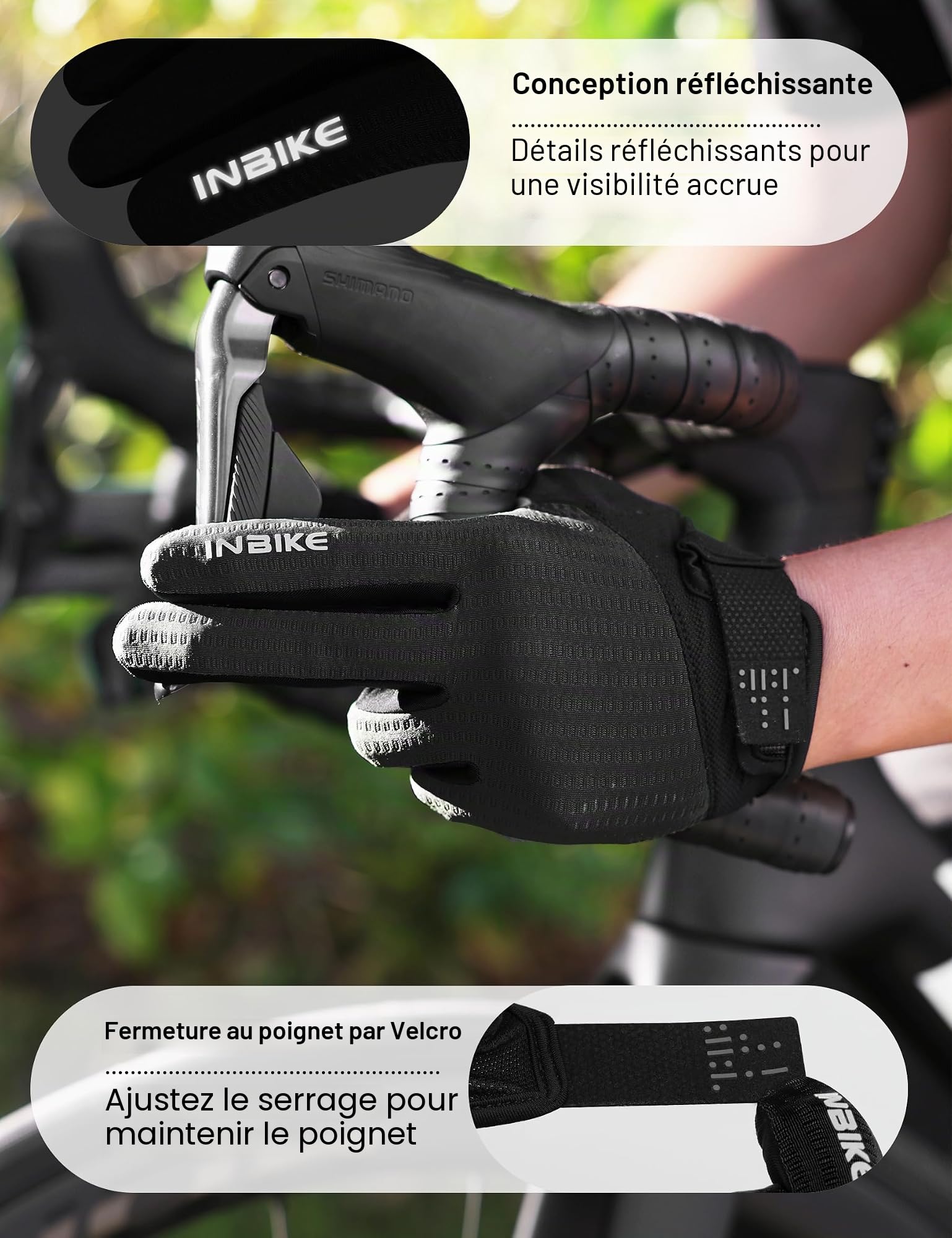 INBIKE Gants de Cyclisme pour Homme VTT Gants Velo à Doigts Longs avec Ecran Tactile Elastique Gants Respirant et Multifonctionnel