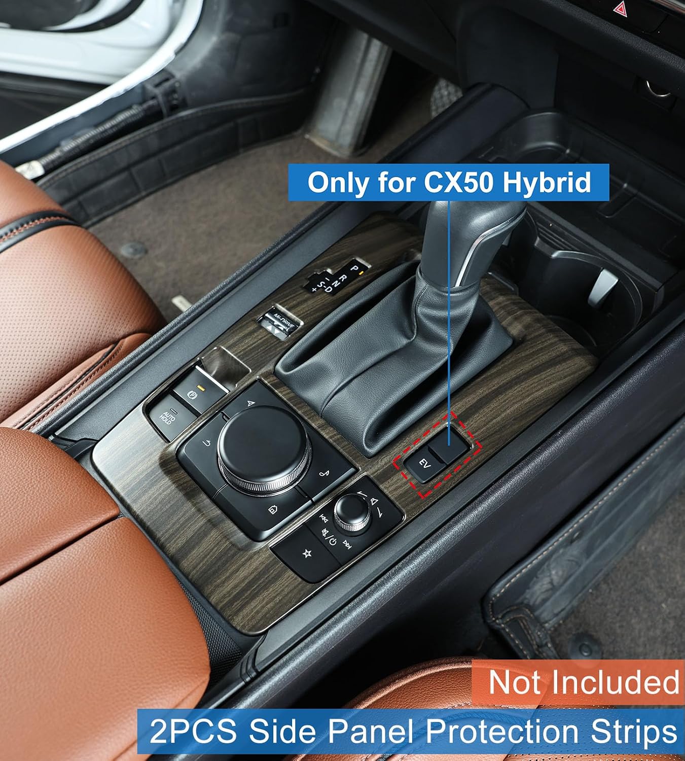 Compatible with 2025 2026 Mazda CX 50 Hybrid Accessories, Wood-Grain Finish Center Gear Shift Panel Cover Frame for Mazda CX-50 CX 50 Hybrid