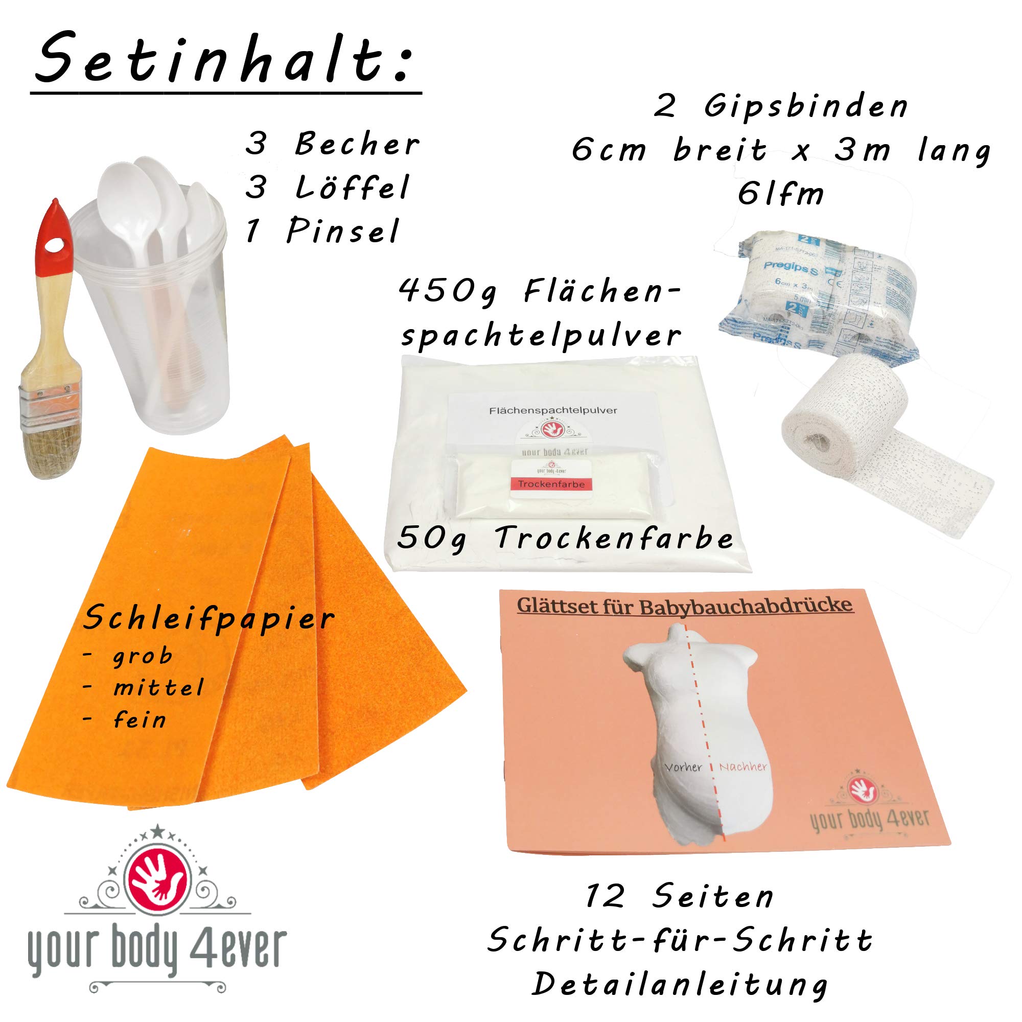 Set zum Glätten & Veredeln | Gipsabdruck Babybauch Veredelung | Flächenveredelung & Glättung für Gipsabdrücke