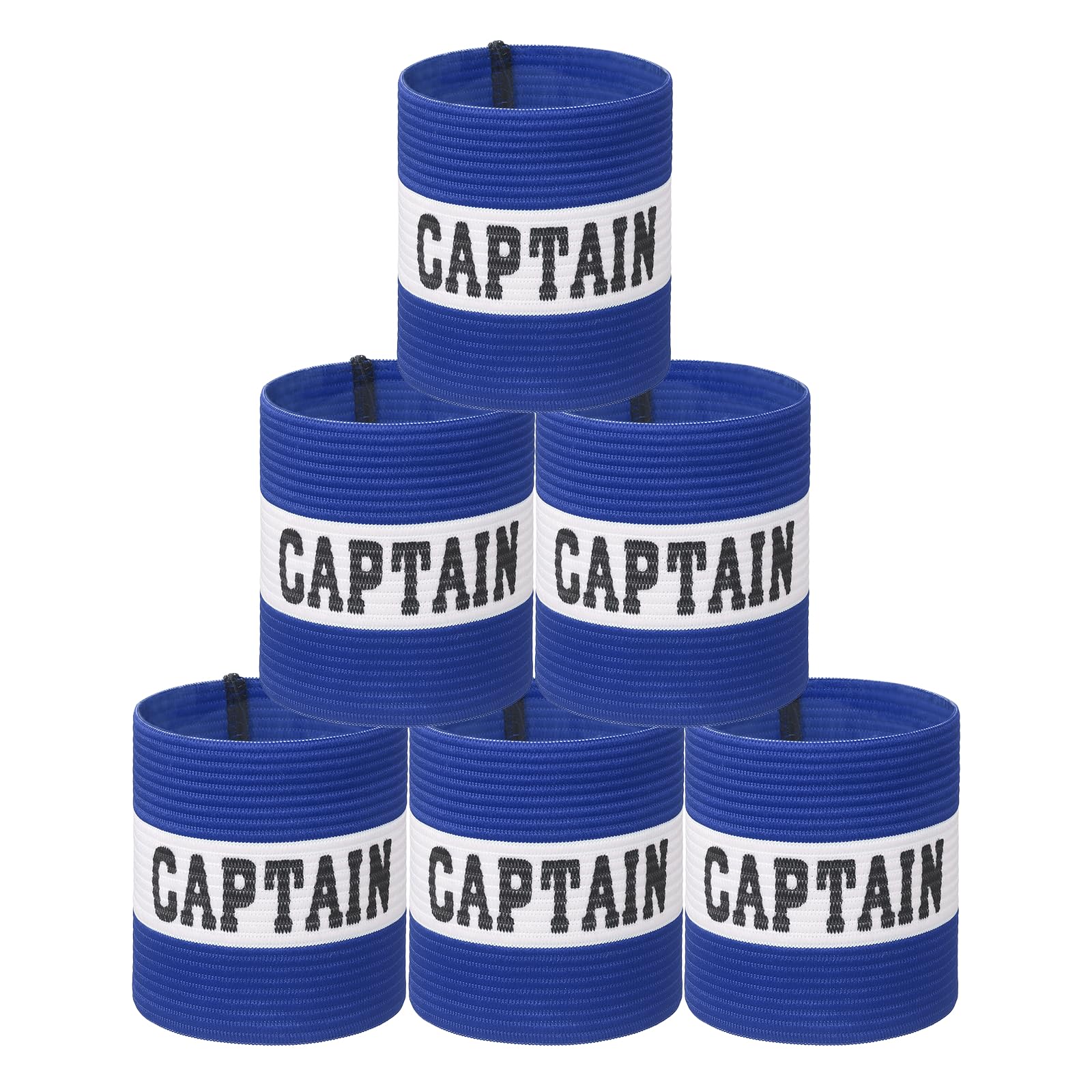 YELARXI Captain Armbands, Soccer Captain Armband Elastic Adjustable Leader Band Team Sport Bands, 6Pcs & Blue White & 21cm - Fit for (Adult Youth Football/Basketball/Rugby Training)
