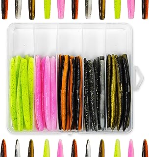 Senko Worms for Bass Fishing, Wacky Worms, Reaction Lure, Soft Plastic Bait for Ned