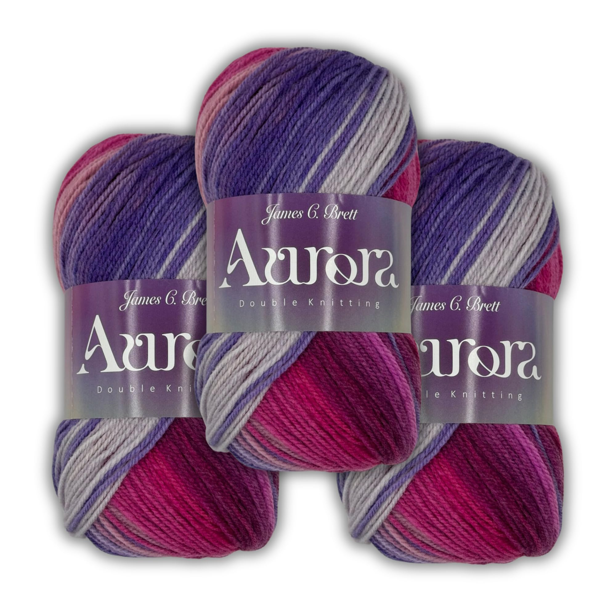 Aurora DK 3 x 100g - James C Brett - Multicoloured Ombre Effect Wool Yarn for Knitting and Crochet Double Knit (AU 07)