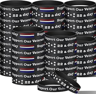 100 Pcs Memorial Day Silicone Bracelets Veteran's Day Rubber Wristband Bulk Military Bracelets for Men Women Support Our Veterans 22 a Day Bracelet 4th of July Memorial Day Gifts for Veterans