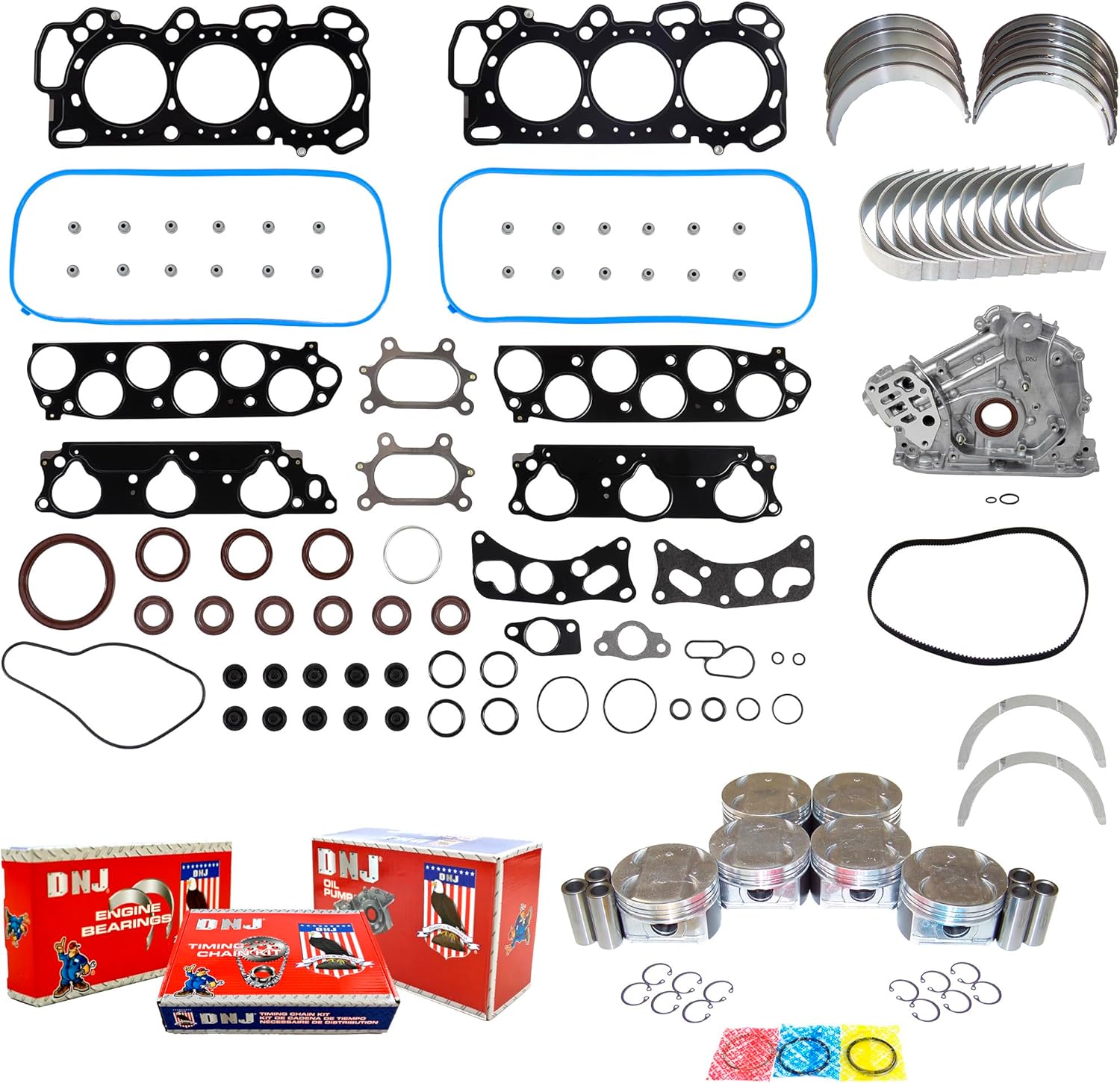 DNJ EK285M Master Engine Rebuild Kit for 2003-2007 Honda Accord 3.0L V6 24V SOHC 2997cc