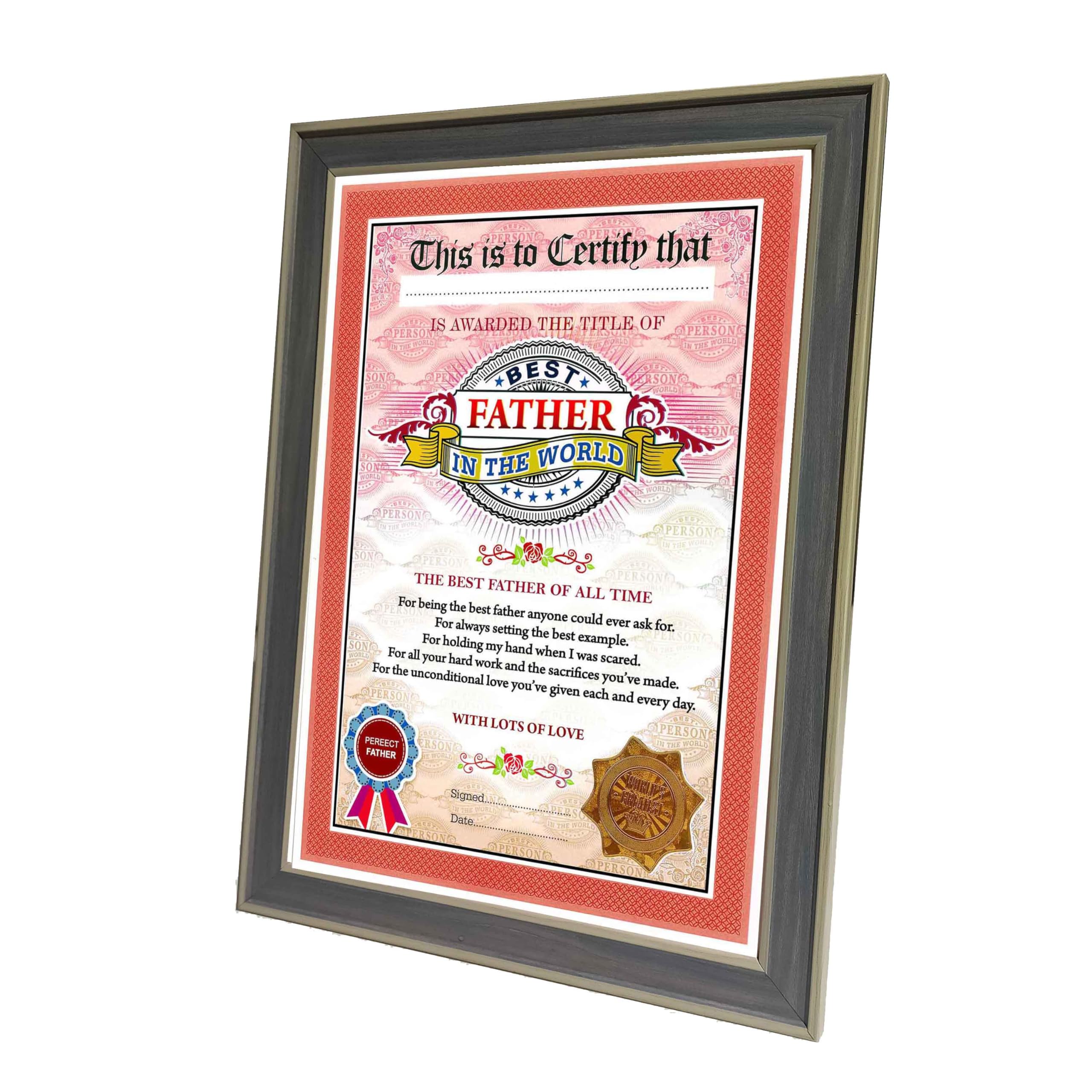Northland The World's Best Father Framed Certificate for Father - Unique Gifts for Father (Size 13 x 9.5 in inches, Multicolour) 1