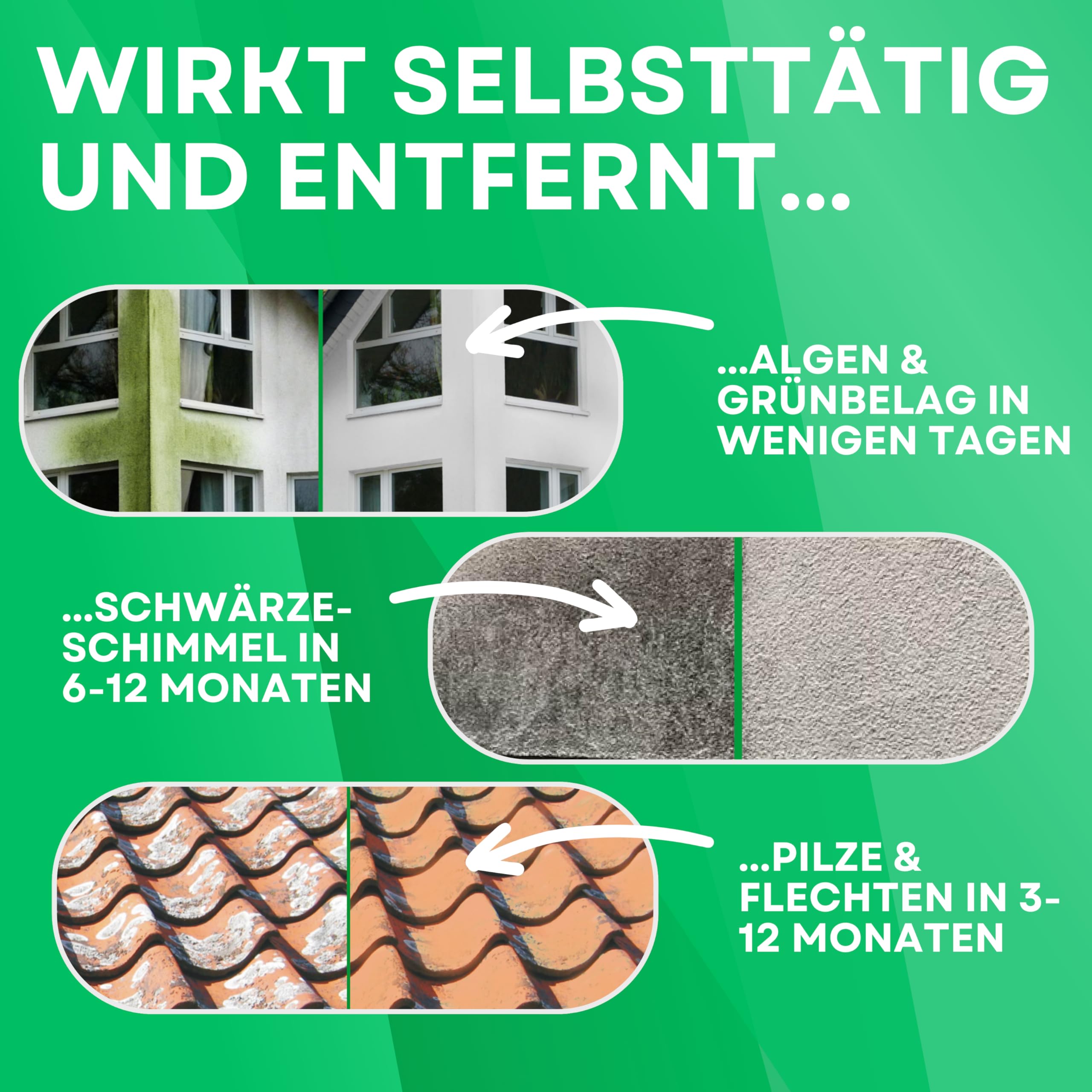 ABACUS® Nell Ultra® Grünbelagentferner 4L + Steinreiniger Extrem 2L | Entfernt Grünbelag & Algen mit selbsttätig! | Algenentferner, Pilzentferner, Flechtenentferner, Steinreiniger, Terrassenreiniger