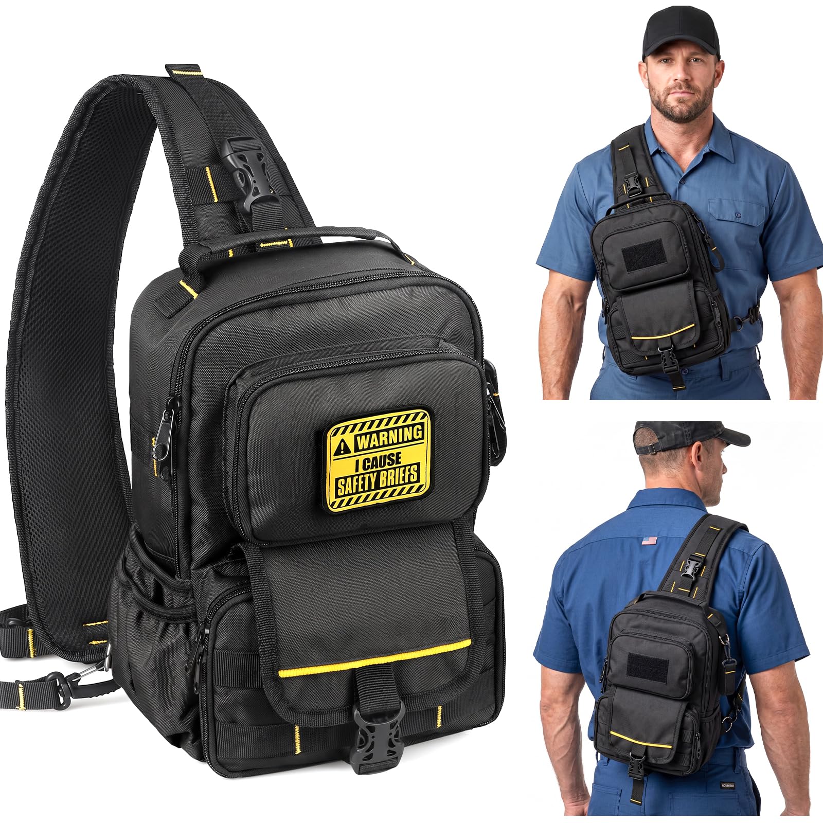 Electrician HVAC Tool Bag for Men, Small Tool Backpack Wide-Opening