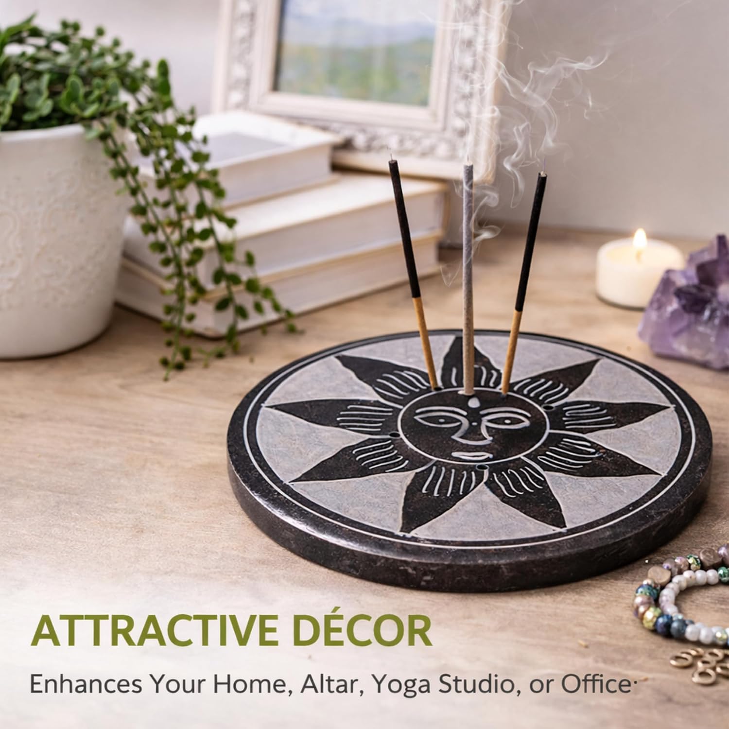 Marble Black Soapstone Incense Stick Holder