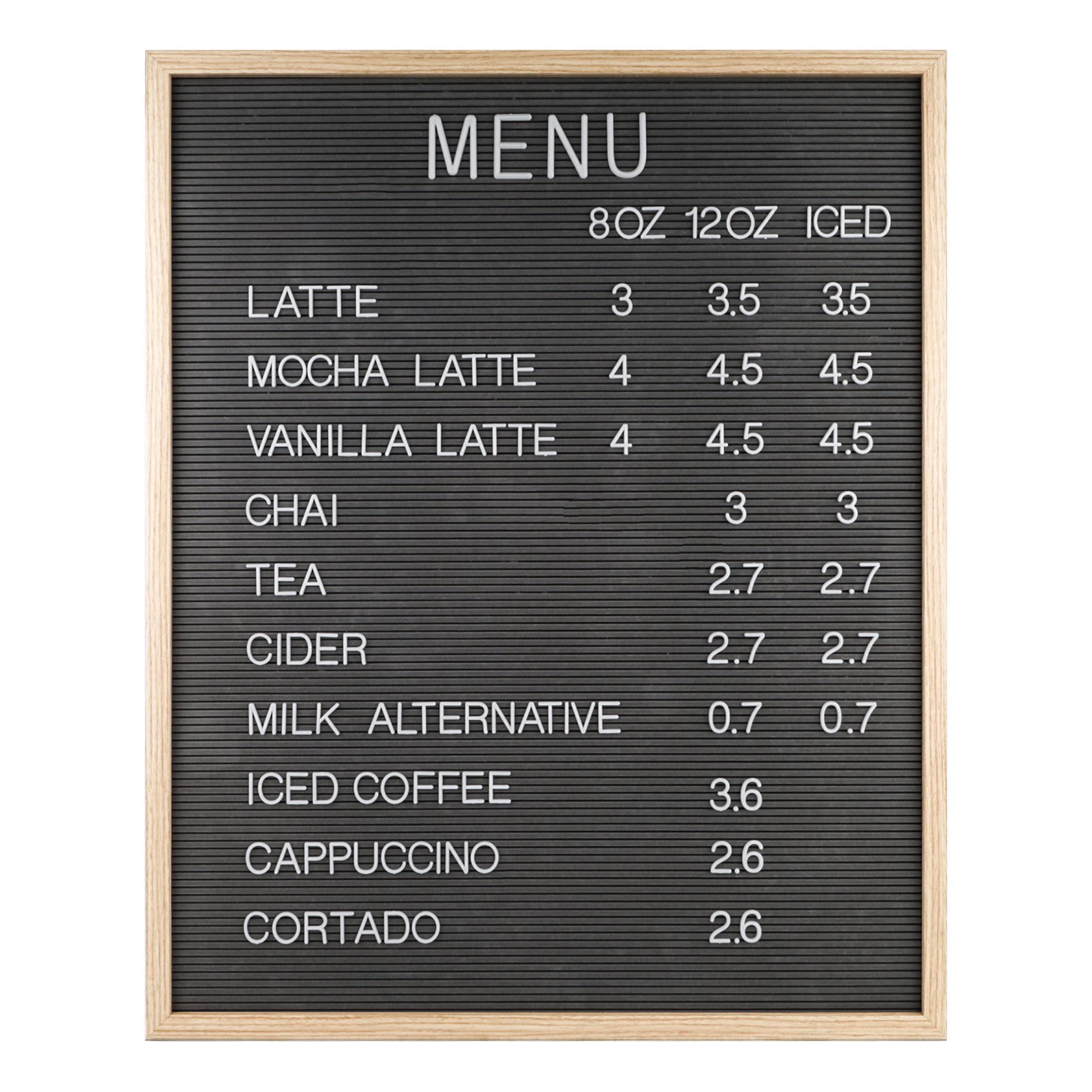 C CRYSTAL LEMON Large Felt Letter Board 24x30 in (61x76 cm) Grey Frame, 966 Letters Numbers & Symbols, Changeable Message Board, Menu Sign for Restaurant Café Food Truck — image 1