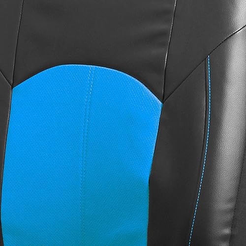 Miniatura 6 de FH Group Juego completo de fundas de asiento de automóvil de piel sintética de excelente calidad, color azul, accesorios interiores de ajuste