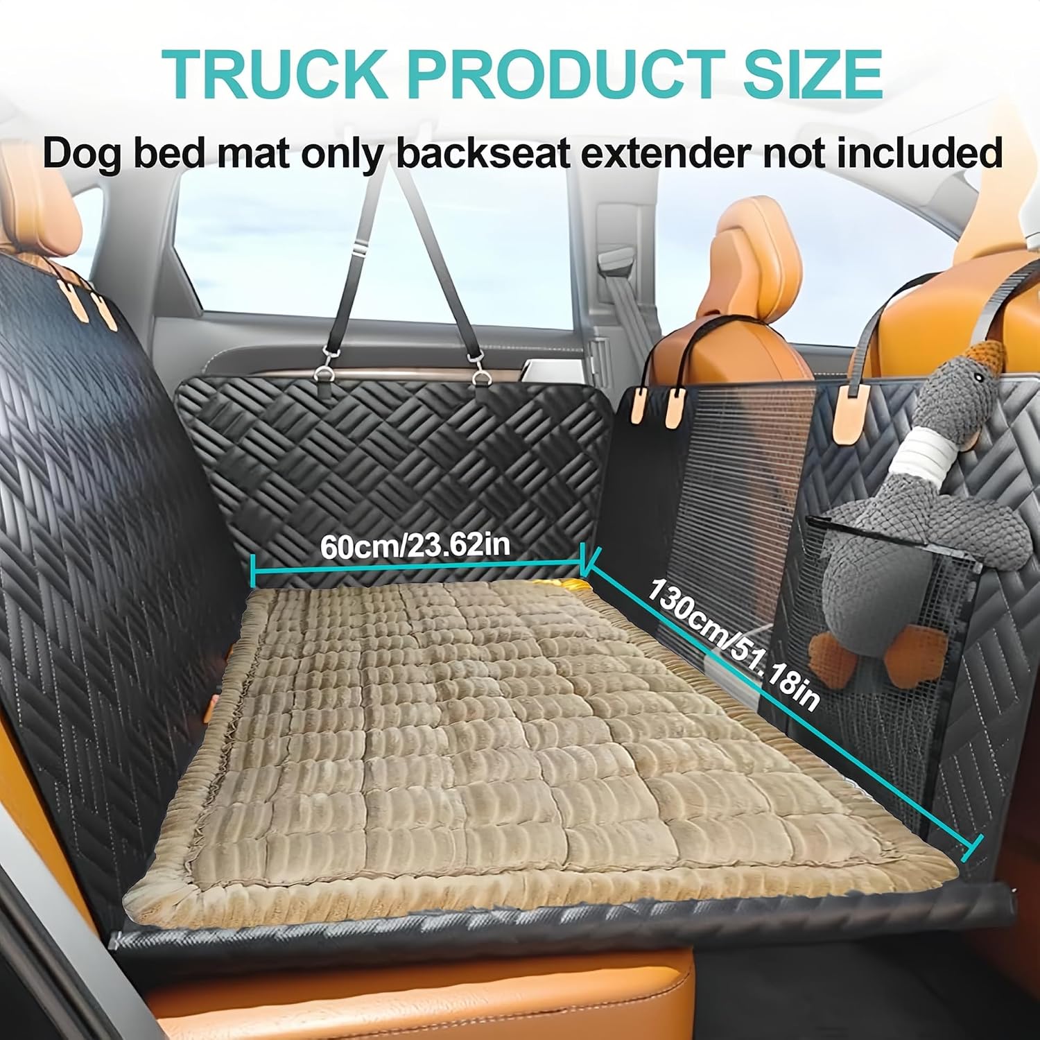 Backseat Pet Bed Mat, Dog Bed for Car Back Seat, Soft & Fuzzy Dog Seat Covers, Non-Slip Travel Pet Mat, Fit for Backseat Extenders and Trucks SUVs(Camel, 60 * 137cm)