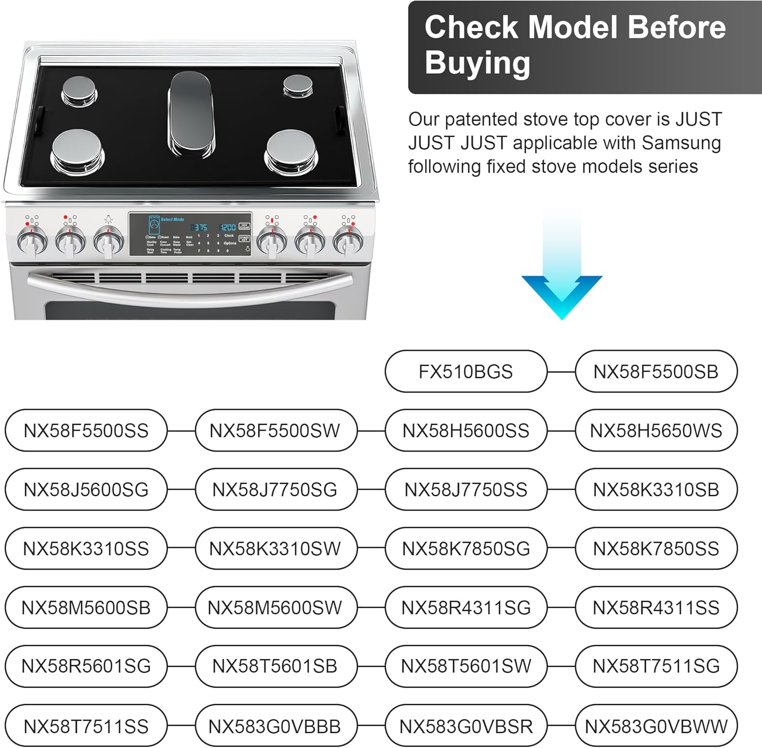 Stove Top Protector | Cover for Samsung Gas Burners, Durable Metal With Water Grooves and Lay Flat Don't Melt Like Silicone