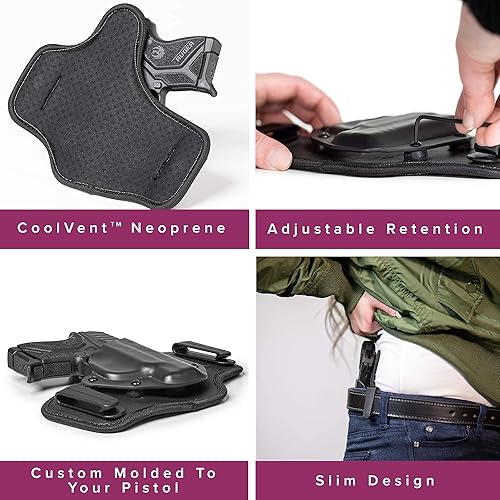 Miniatura 4 de Funda IWB  Fundas de pistola para transporte oculto  Funda transpirable CoolVent para mujeres y hombres  inclinación ajustable, altura de conducción