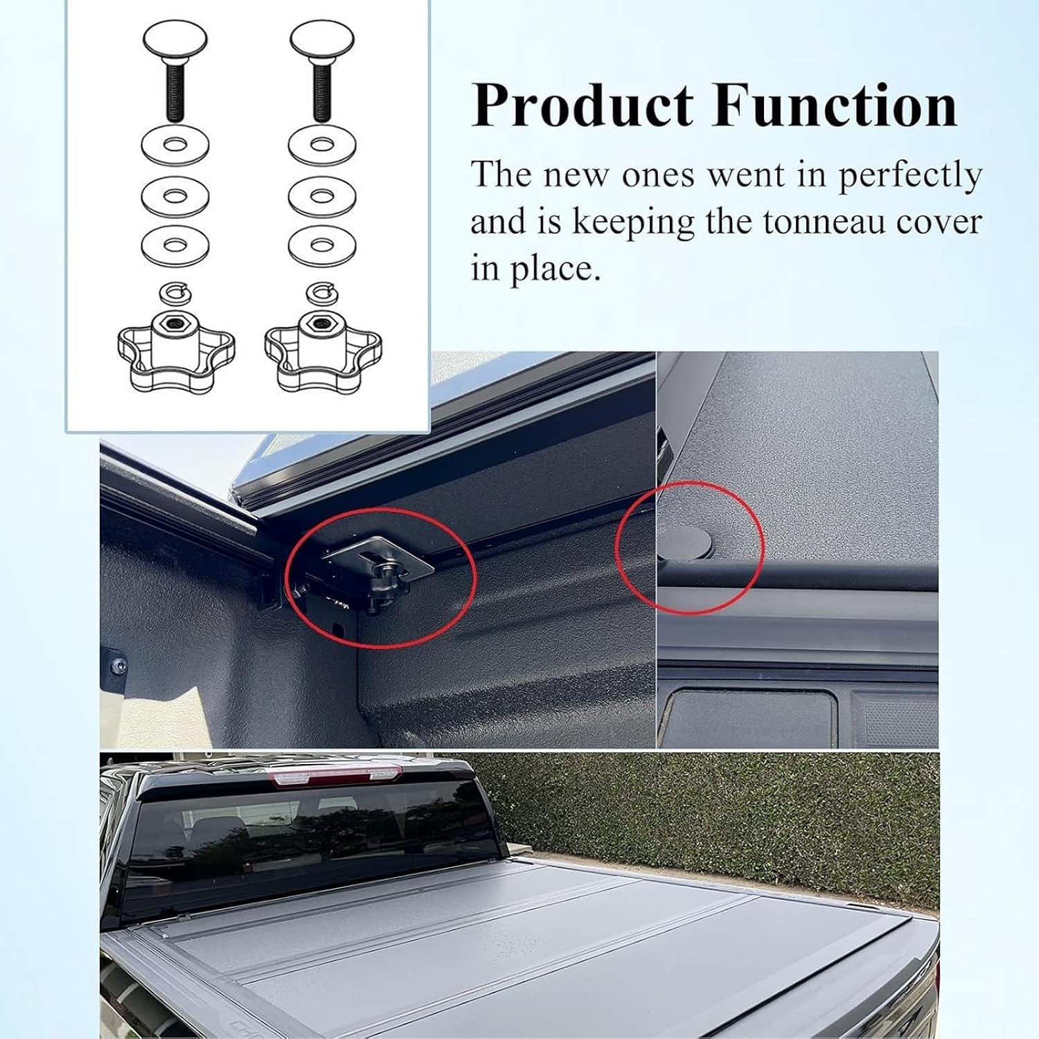 4 pcs 254A0001 Tonneau Cover Clamp Service Kit, Replacement for BAKFlip MX4 G2 Parts, Elevator Bolt Assembly for Hard Folding Truck Bed Tonneau Cover, Universal Fit