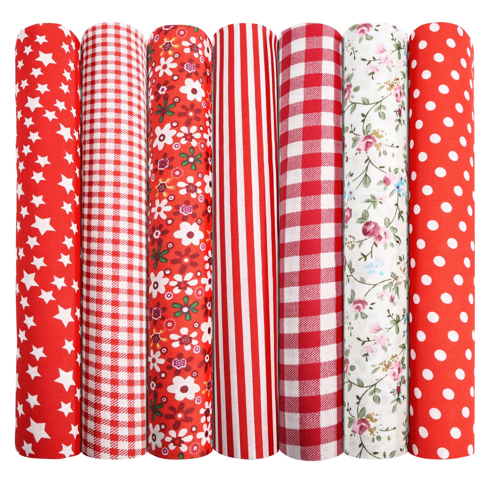 Aucuu 7PCS Fat Quarters Fabric Bundles, 50cm x 50cm Fabric Bundles, Quilting Cotton, Bundle Quilting Craft FA-BRIC