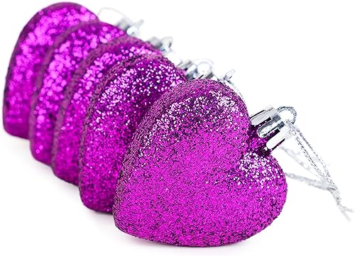 Miniatura 17 de Christmas Concepts® 0.315 x 2.362 in Baby Pink Glitter Corazón en forma de árbol de Navidad Adornos Rosa,