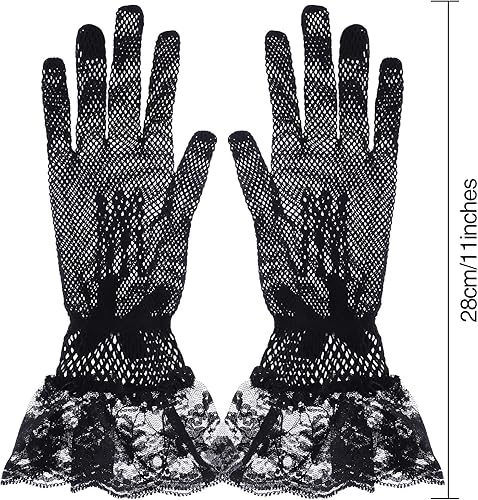 Miniatura 3 de SATINIOR Guantes de encaje para mujer, elegantes guantes cortos de encaje para fiesta de té para mujeres, bodas, cenas, fiestas