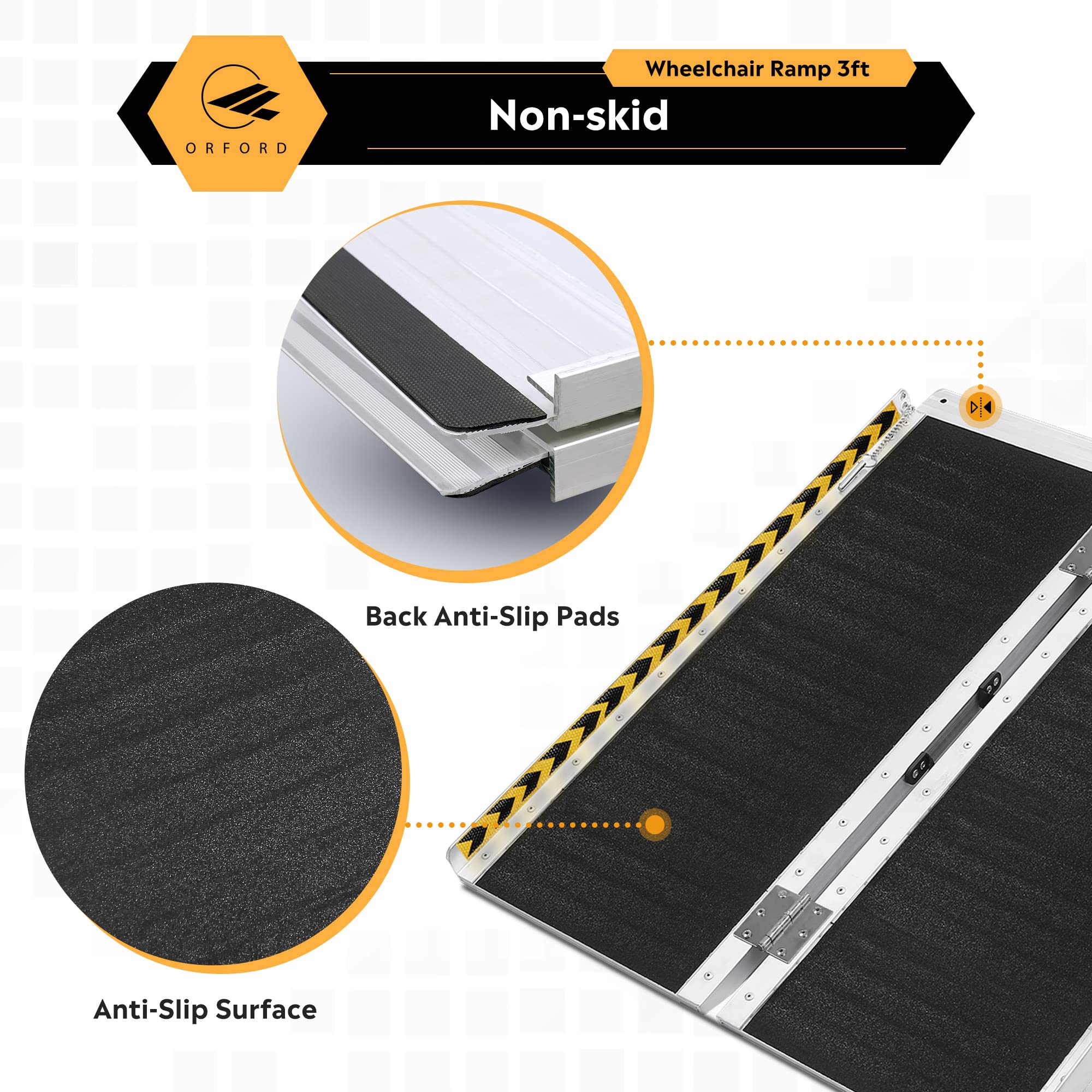 ORFORD Non Skid Wheelchair Ramp 3FT, Suitcase Threshold Ramp with an